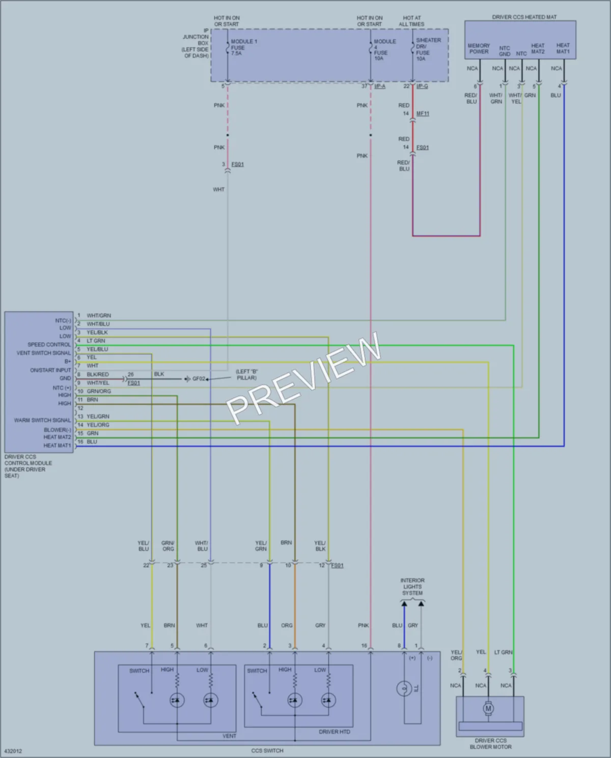 2014 Hyundai Sonata Power Seats wiring diagram preview