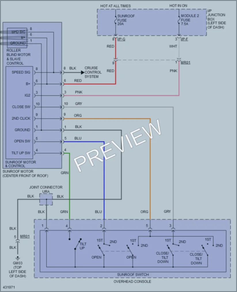 2014 Hyundai Sonata Power Top Sunroof wiring diagram preview