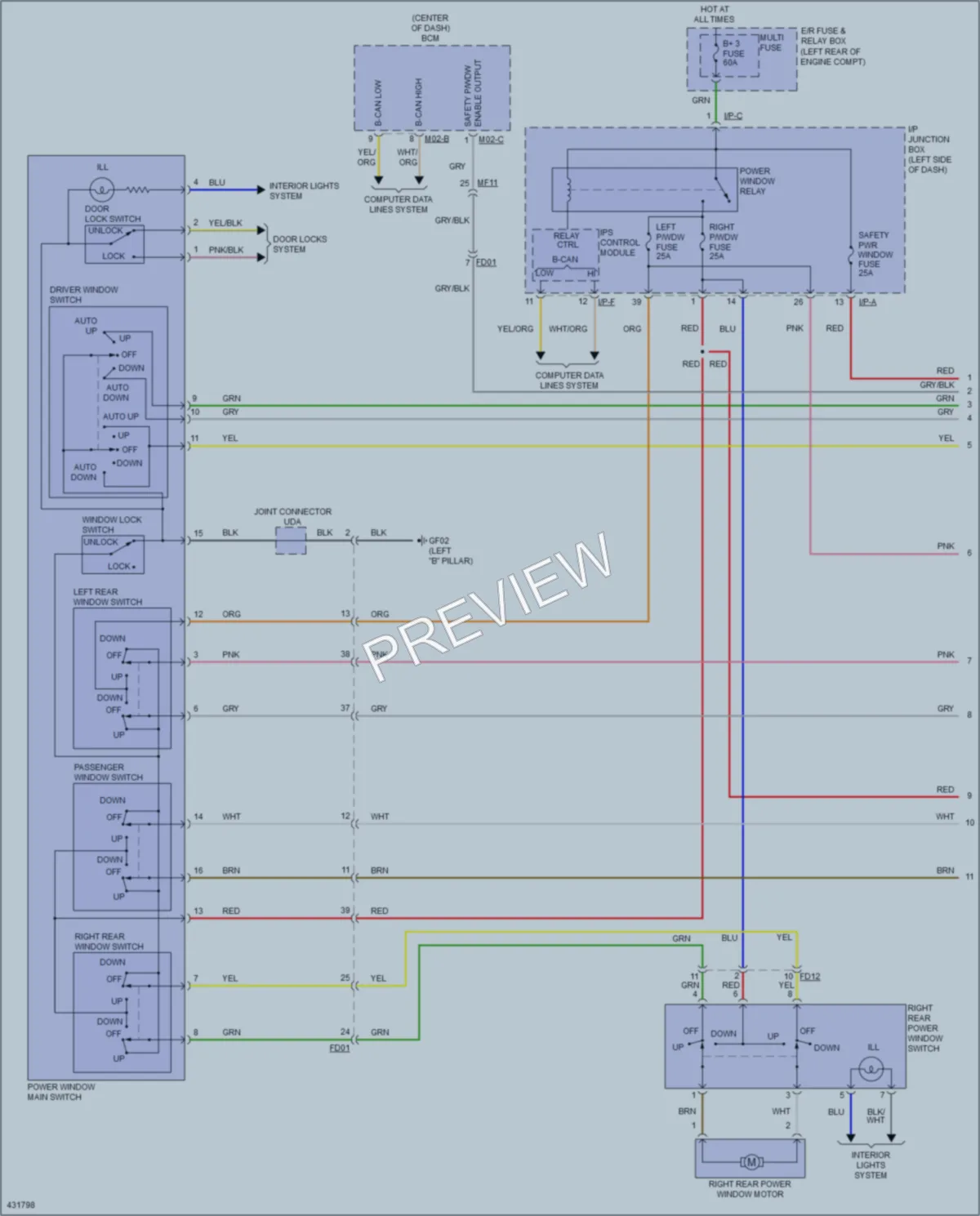 2014 Hyundai Sonata Power Windows wiring diagram preview