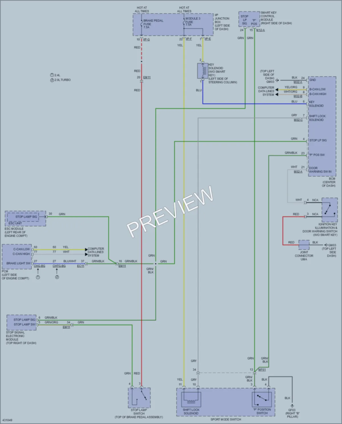 2014 Hyundai Sonata Shift Interlock wiring diagram preview