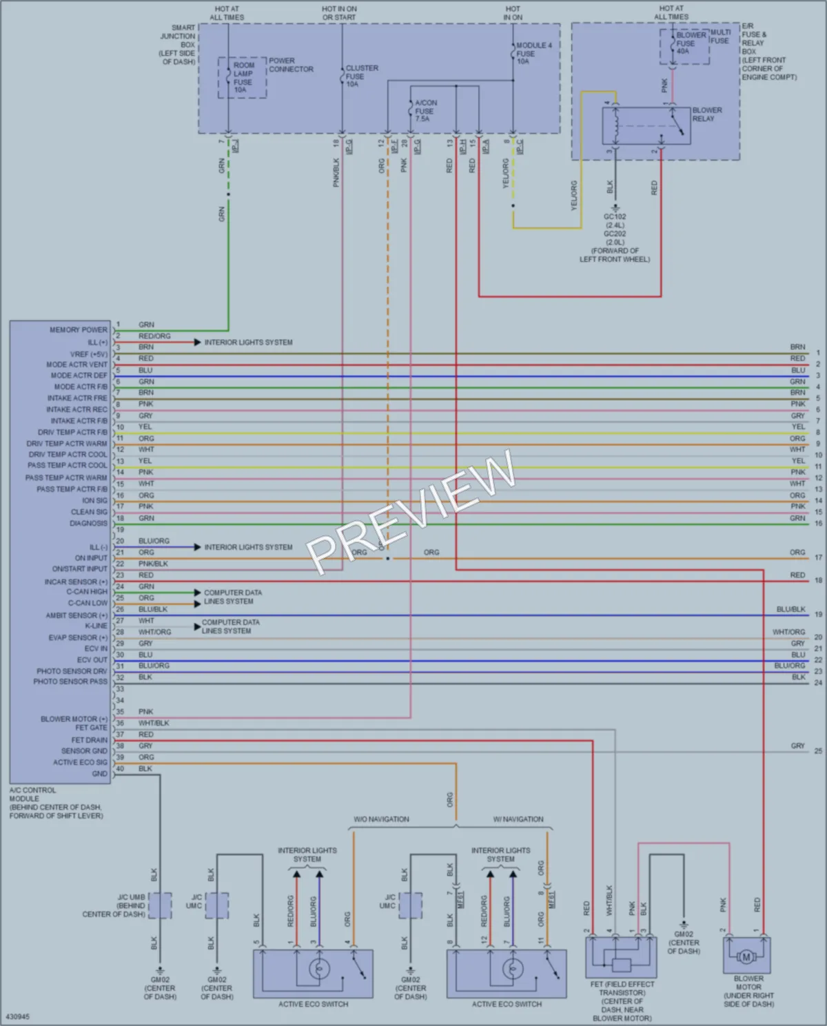 2014 Hyundai Tucson Air Conditioning wiring diagram preview