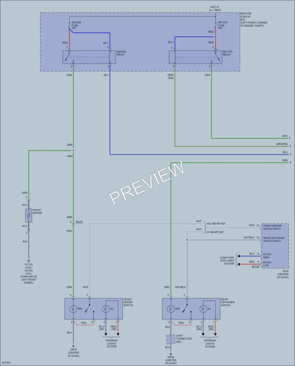 2014 Hyundai Tucson Defoggers wiring diagram preview