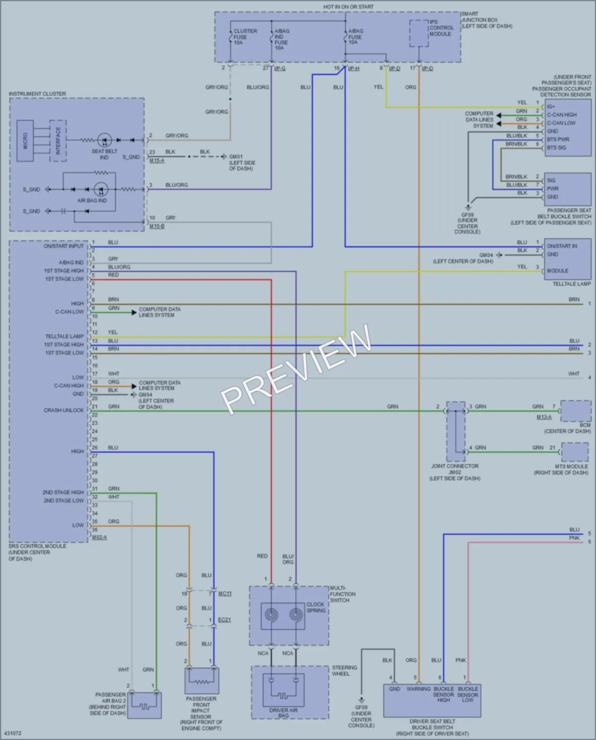 2014 Hyundai Tucson Supplemental Restraints wiring diagram preview