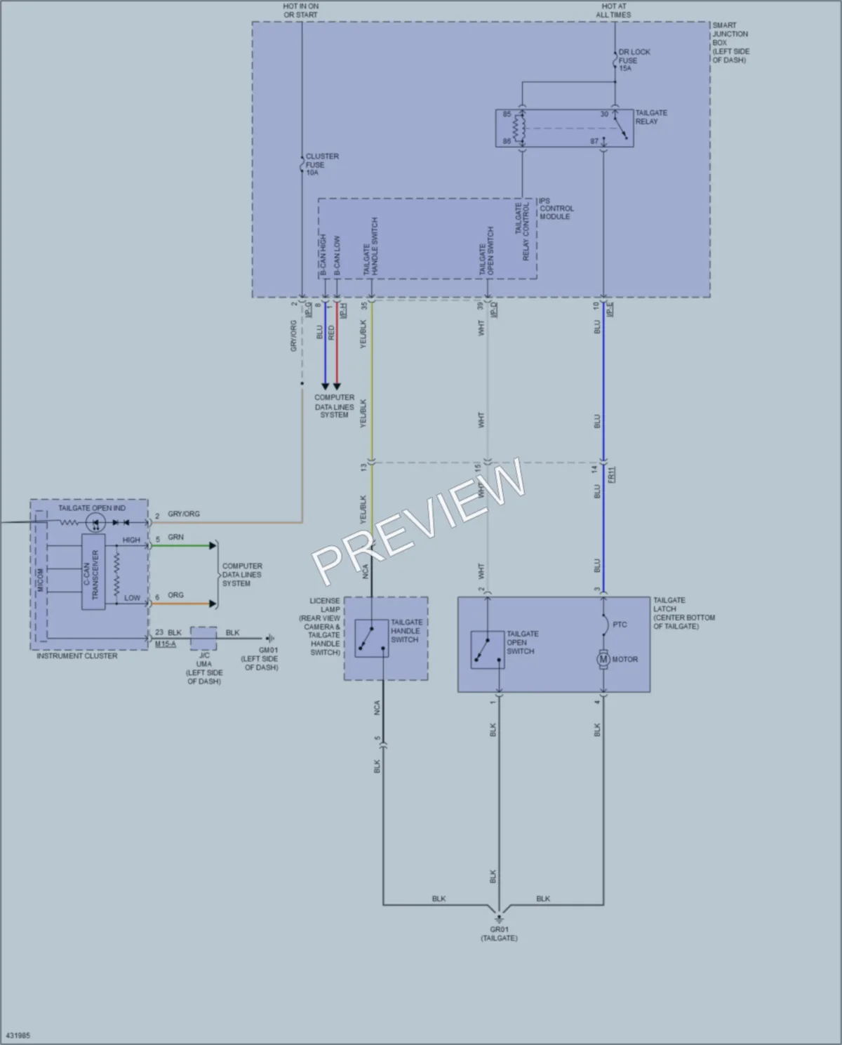 2014 Hyundai Tucson Trunk Tailgate Fuel Door wiring diagram preview