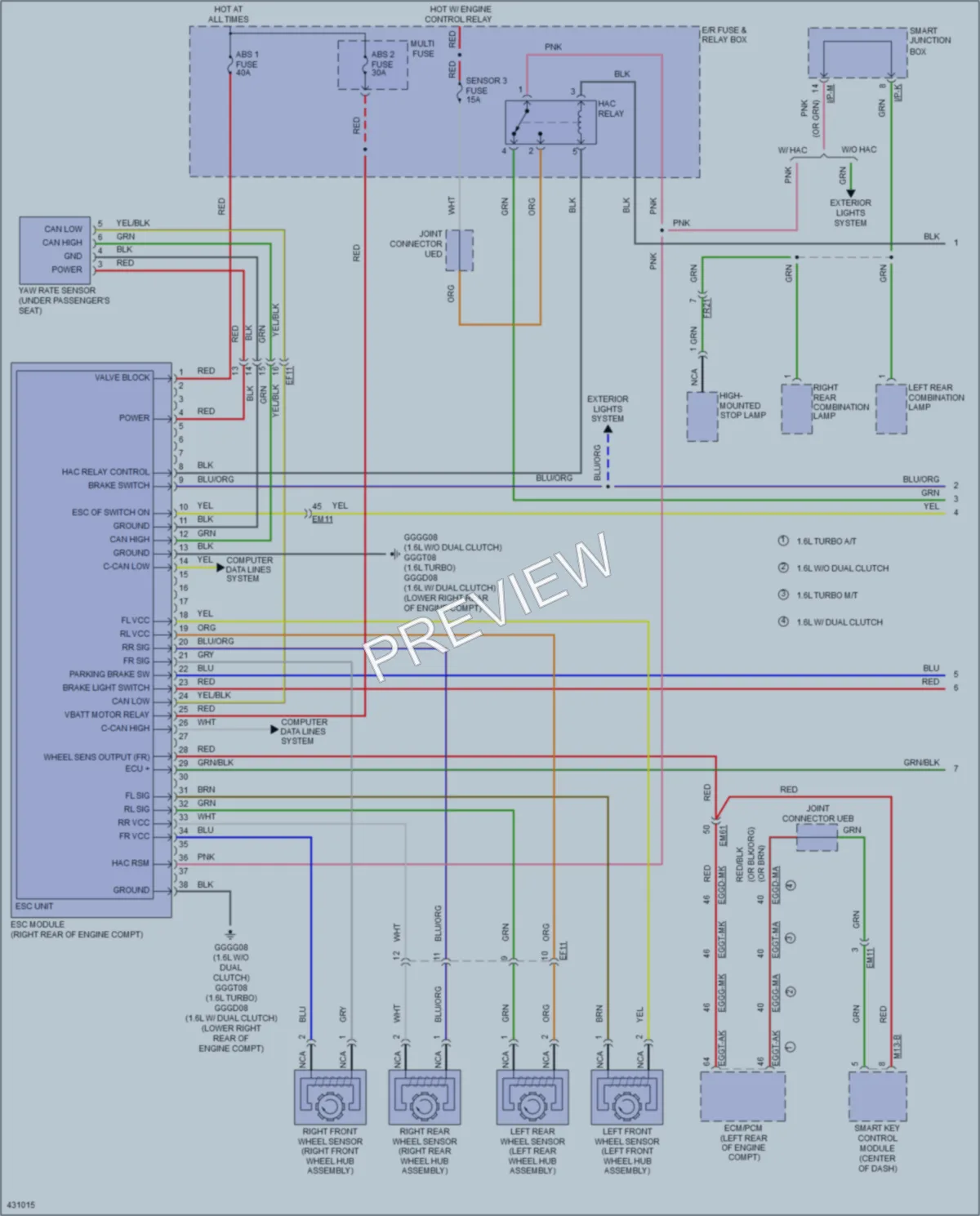 2014 Hyundai Veloster Anti Lock Brakes wiring diagram preview