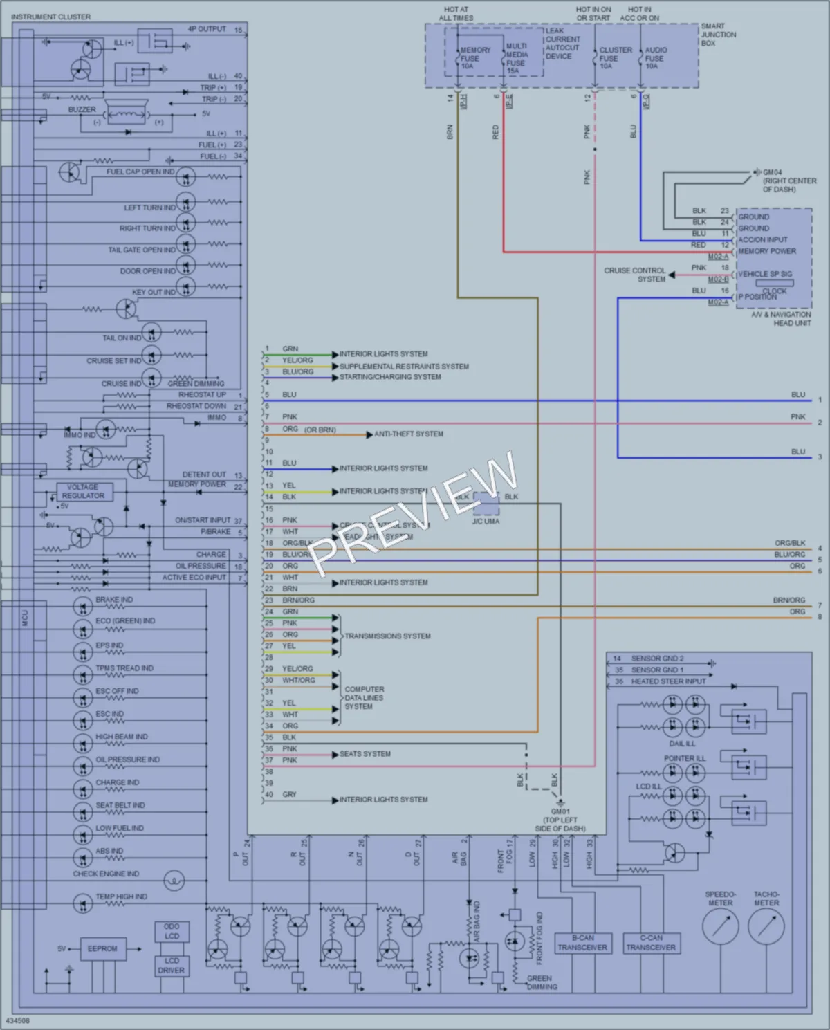 2014 Hyundai Veloster Instrument Cluster wiring diagram preview