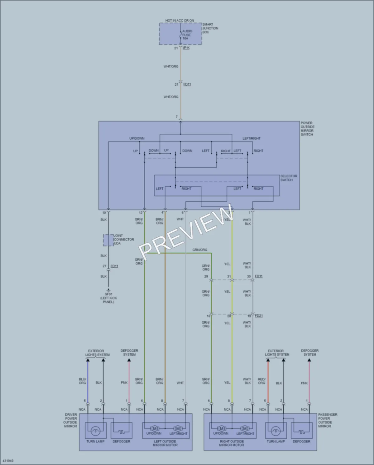 2014 Hyundai Veloster Power Mirrors wiring diagram preview