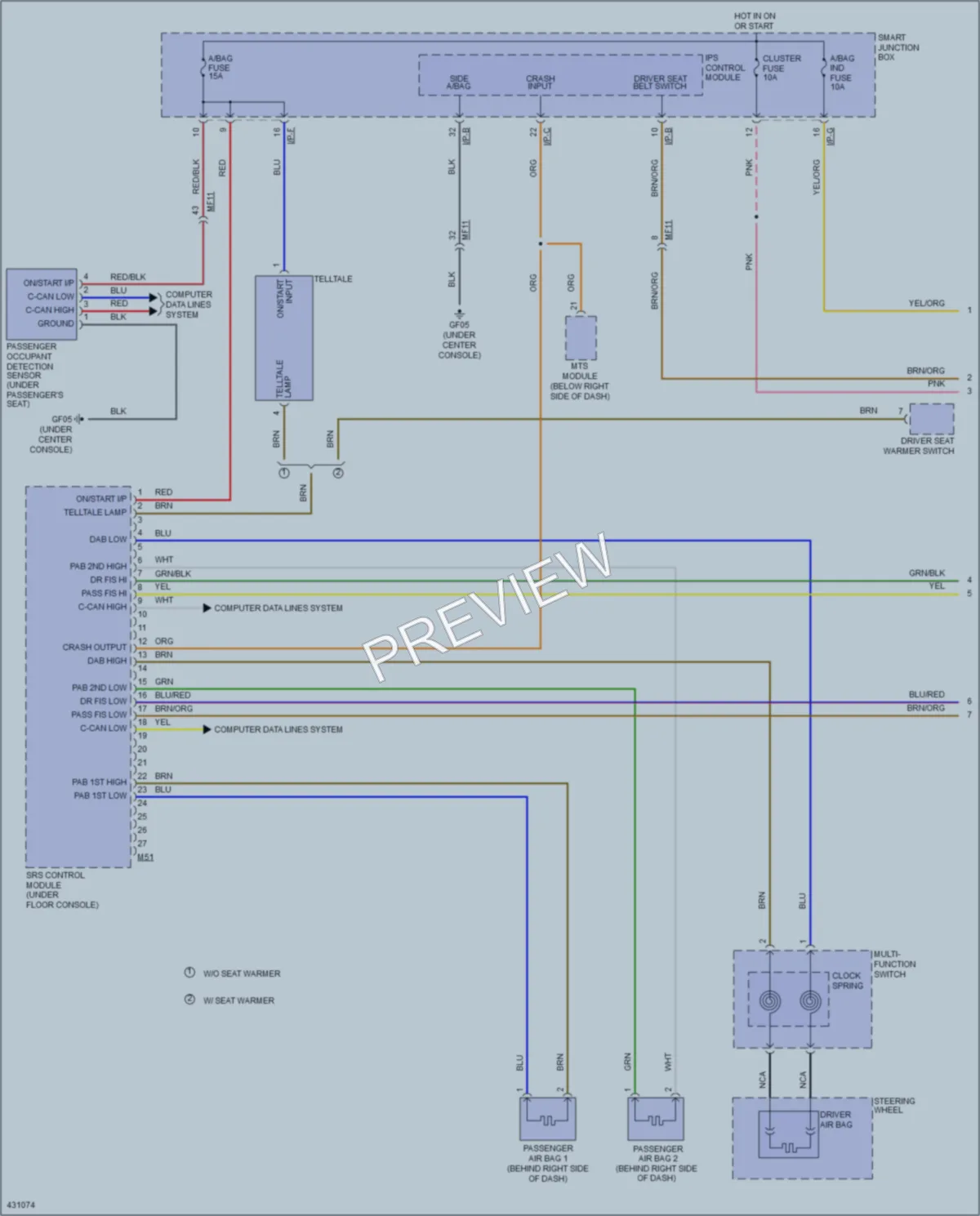2014 Hyundai Veloster Supplemental Restraints wiring diagram preview