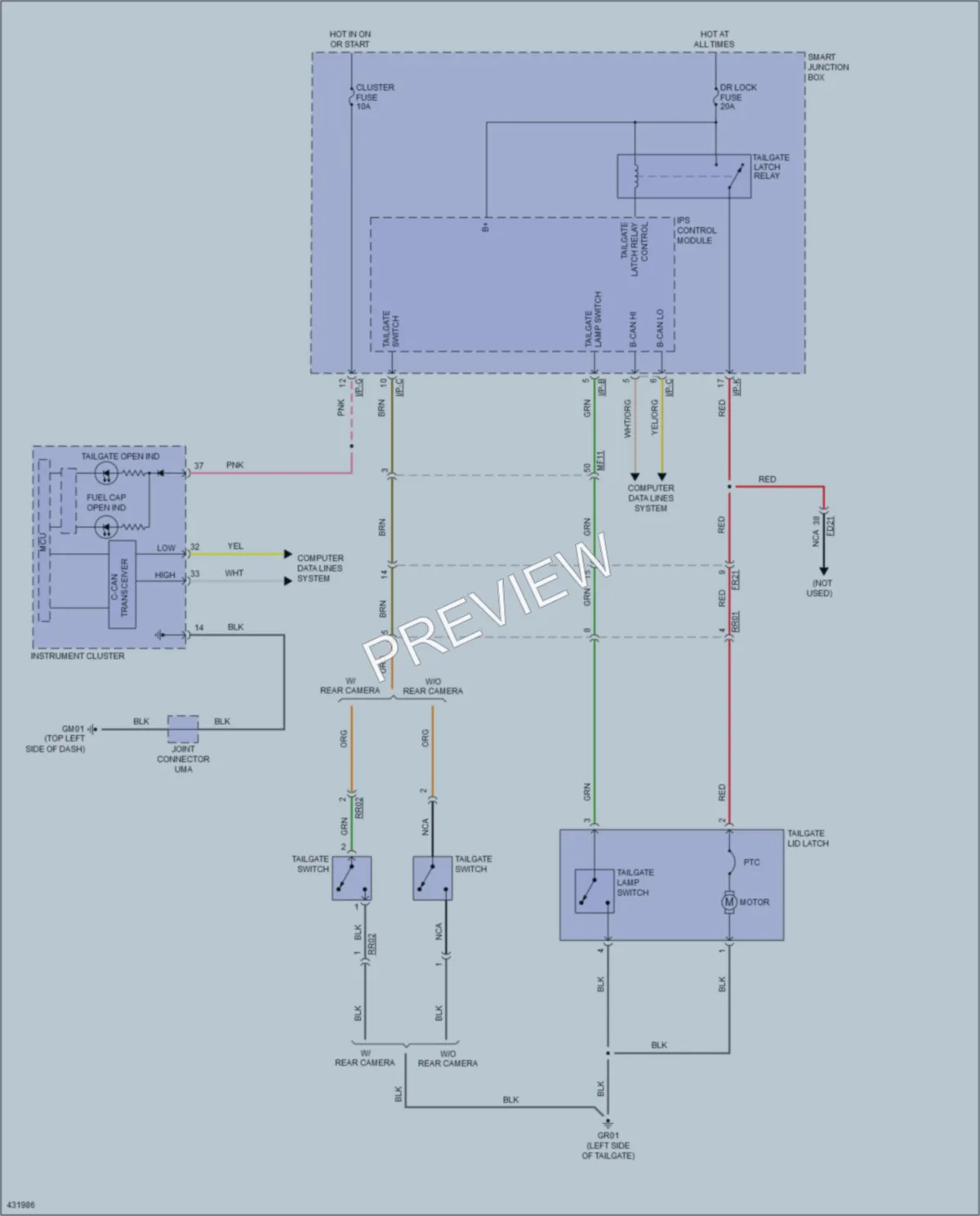 2014 Hyundai Veloster Trunk Tailgate Fuel Door wiring diagram preview