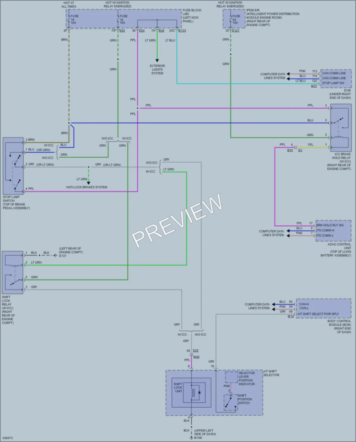 2014 Infiniti Q50 Shift Interlock wiring diagram preview