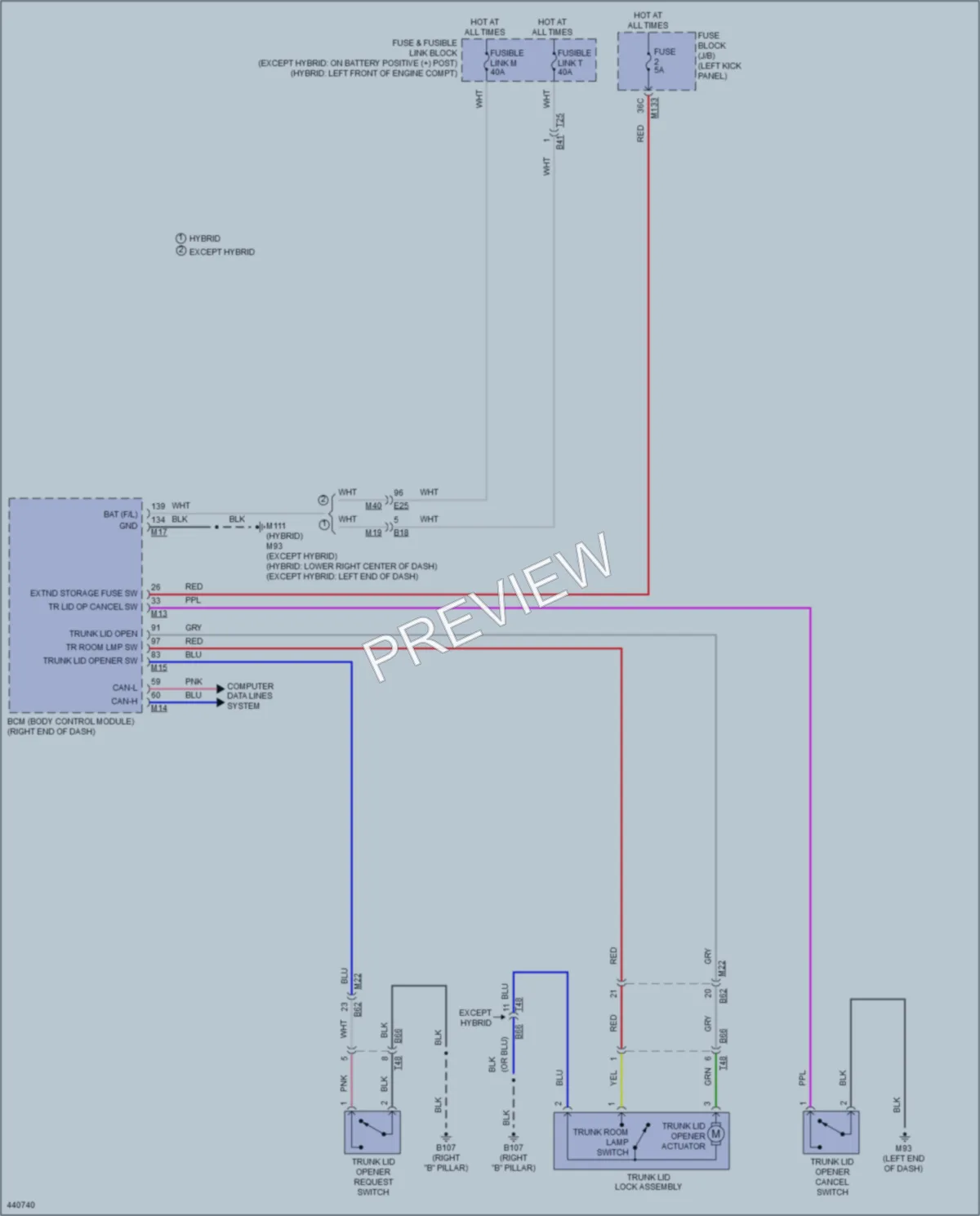 2014 Infiniti Q50 Trunk Tailgate Fuel Door wiring diagram preview