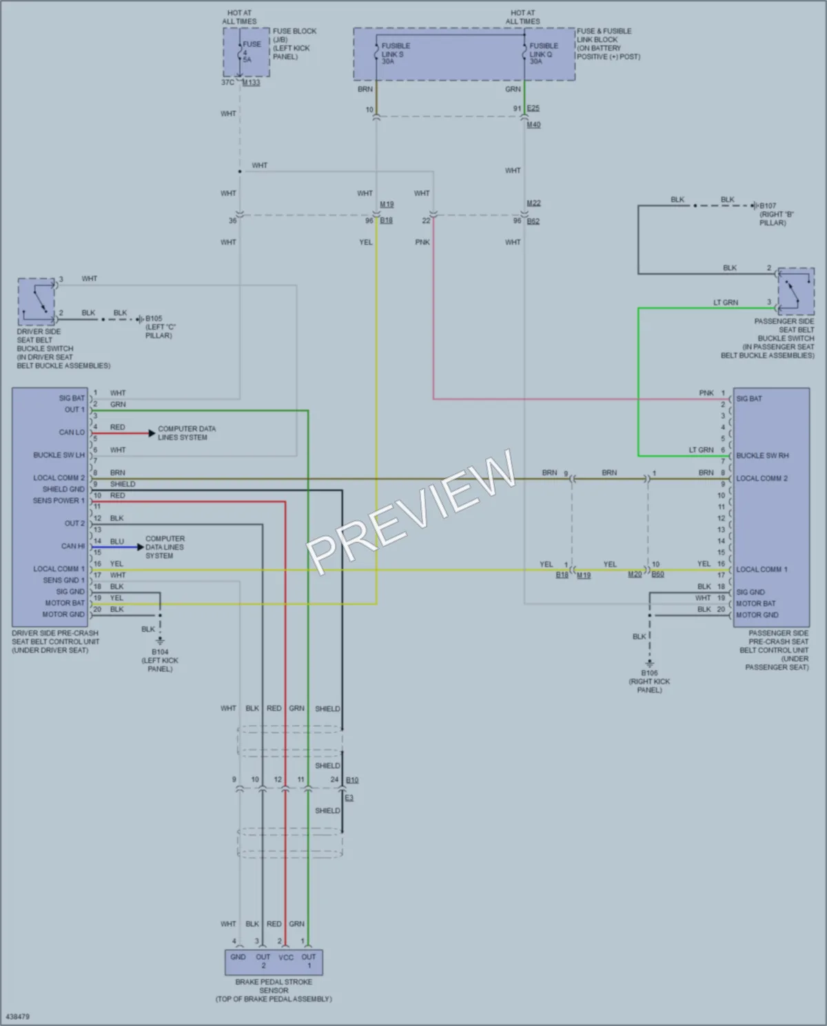 2014 Infiniti Q50Hybrid Passive Restraints wiring diagram preview