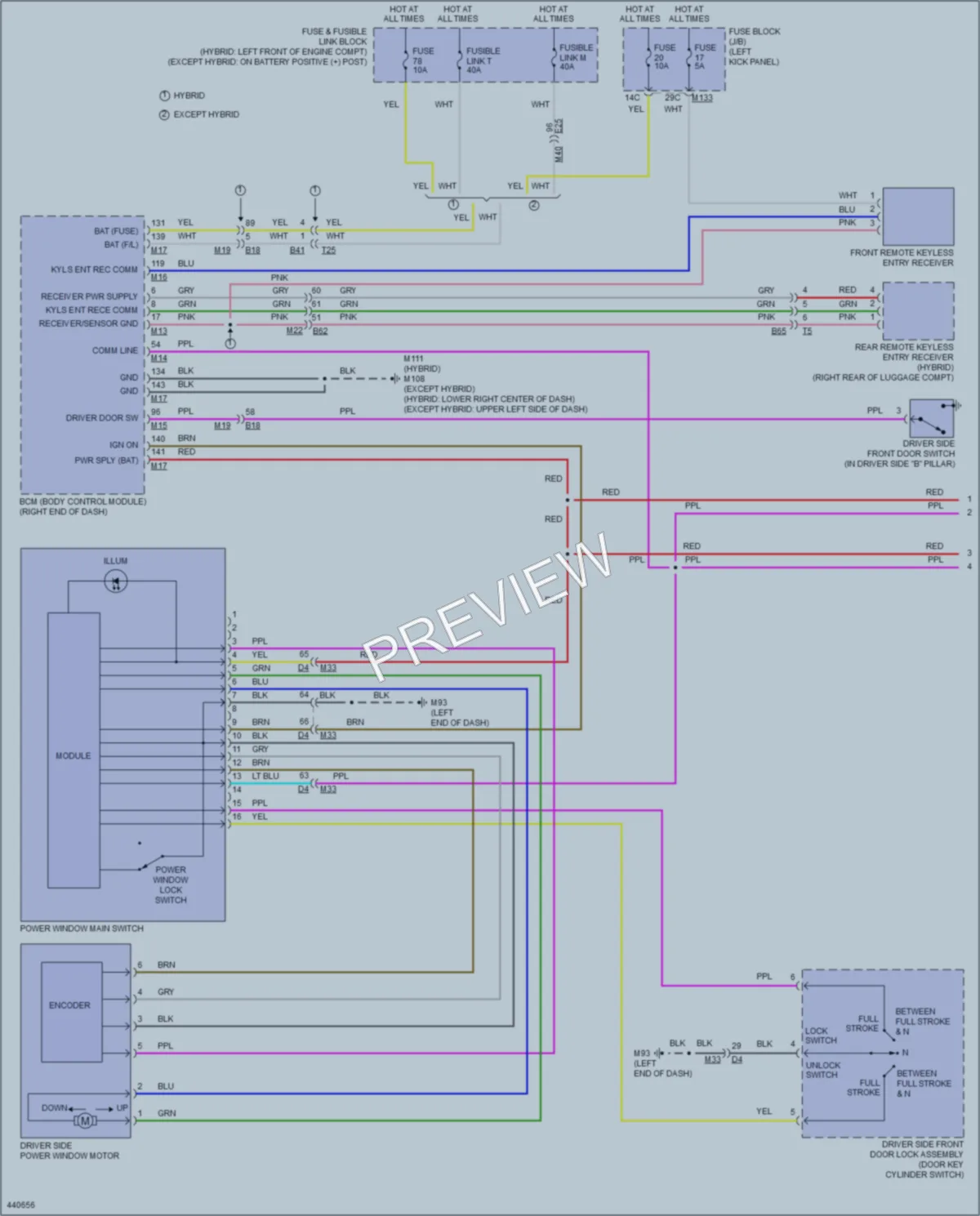 2014 Infiniti Q50Hybrid Power Windows wiring diagram preview