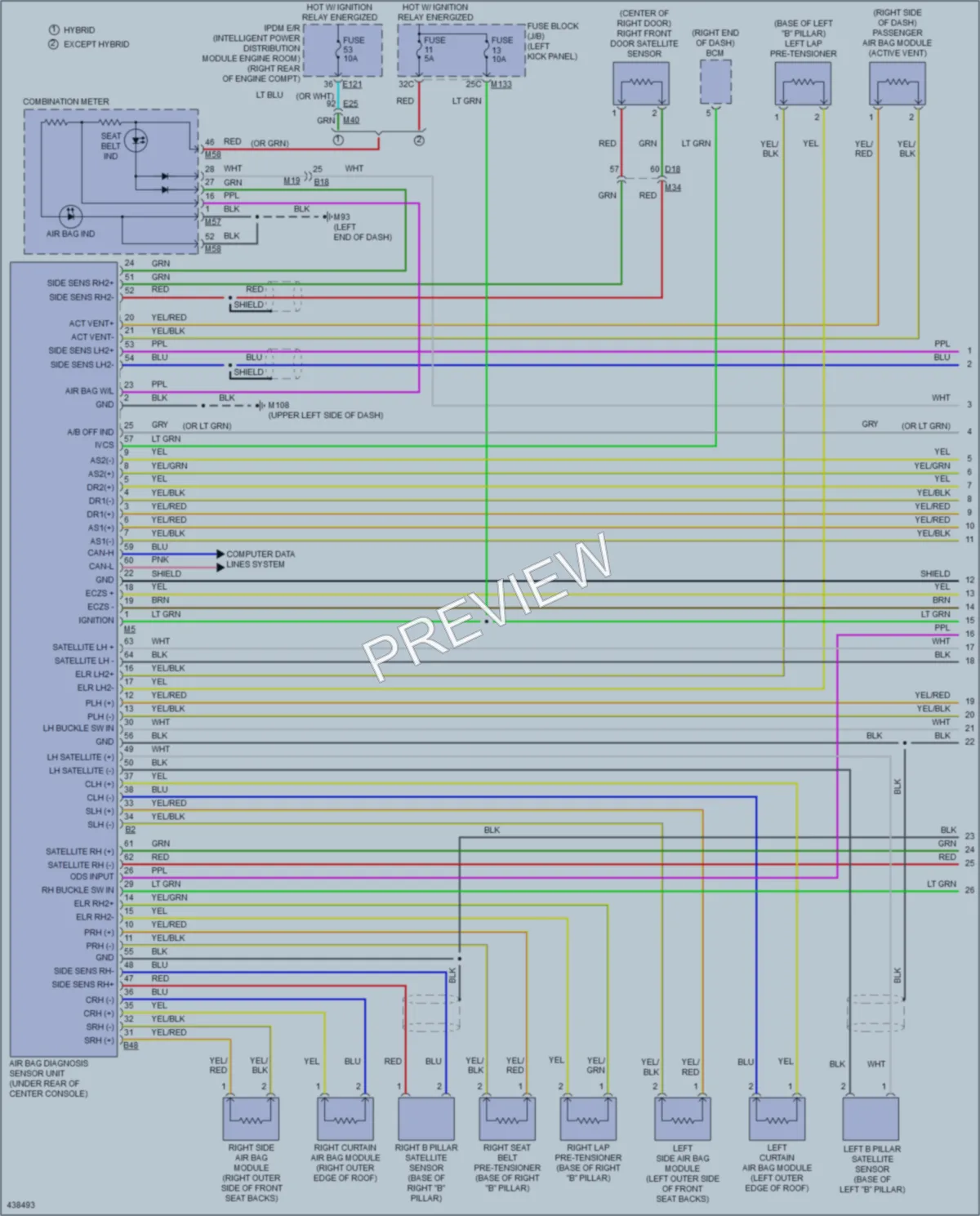 2014 Infiniti Q50Hybrid Supplemental Restraints wiring diagram preview