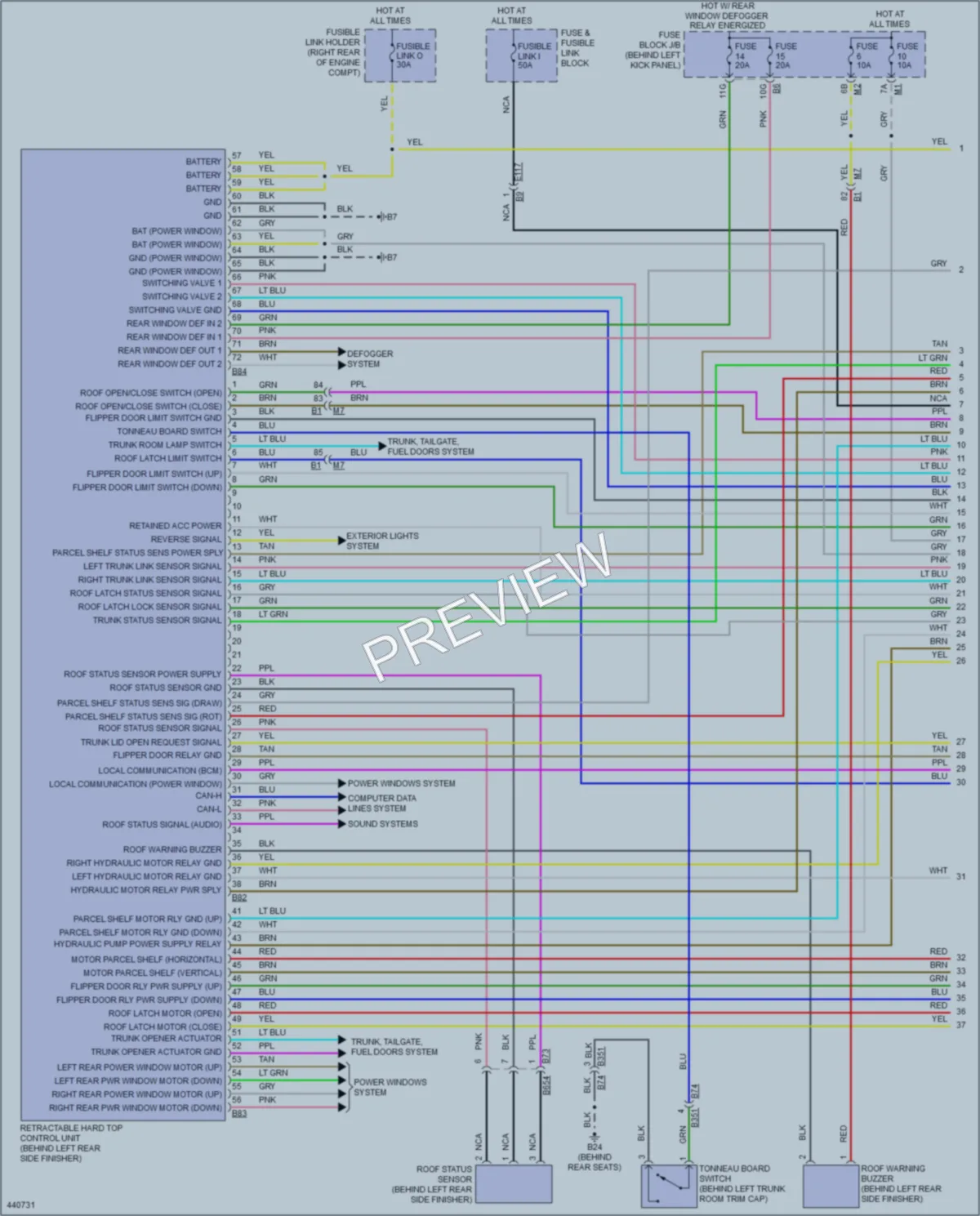 2014 Infiniti Q60 Power Top Sunroof wiring diagram preview