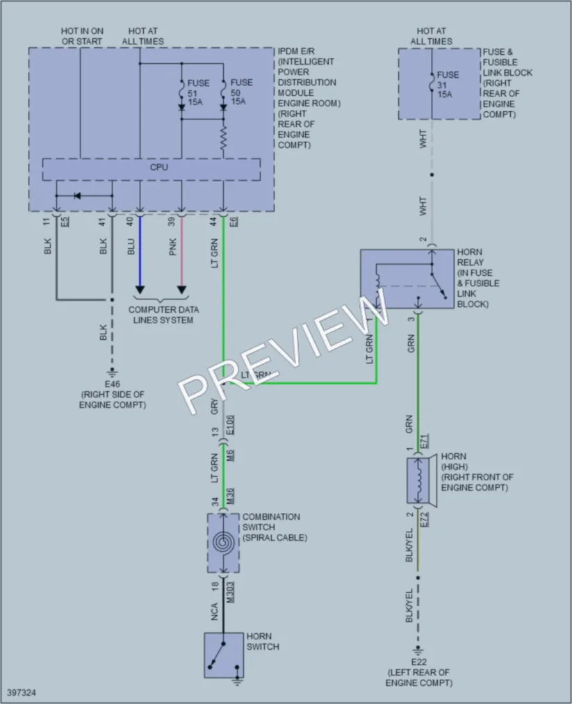 2014 Infiniti Q70 Horn wiring diagram preview