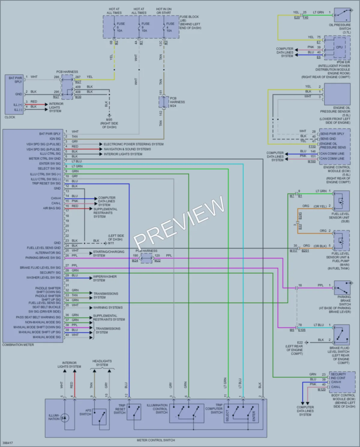 2014 Infiniti Q70 Instrument Cluster wiring diagram preview