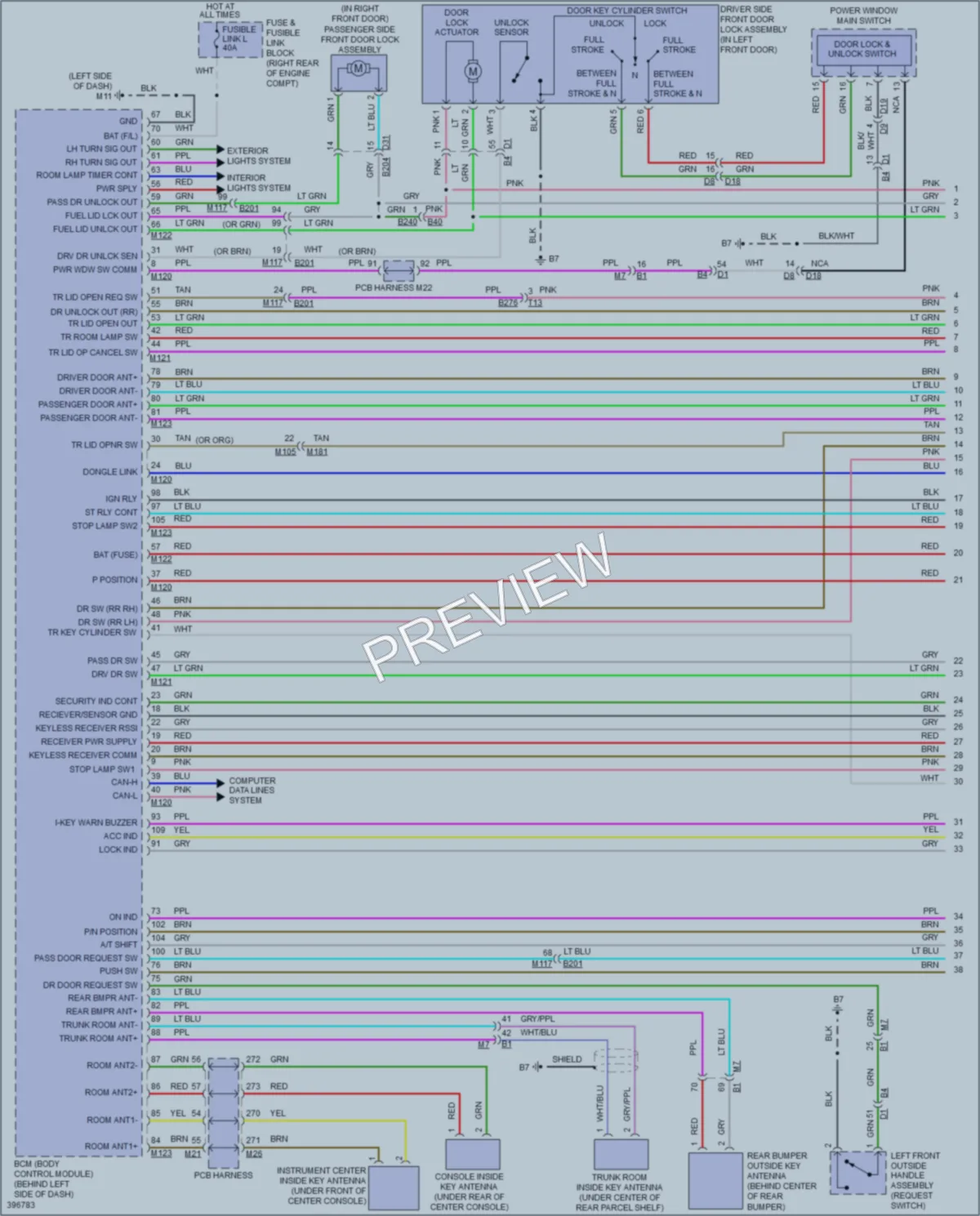 2014 Infiniti Q70 Power Door Locks wiring diagram preview