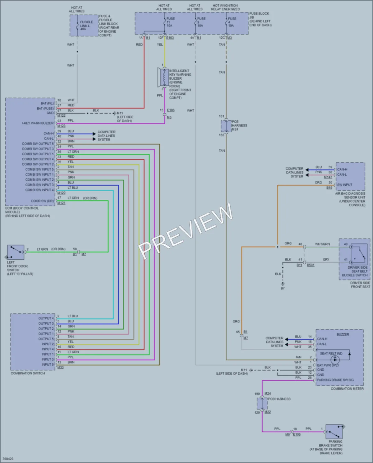 2014 Infiniti Q70 Warning Systems wiring diagram preview