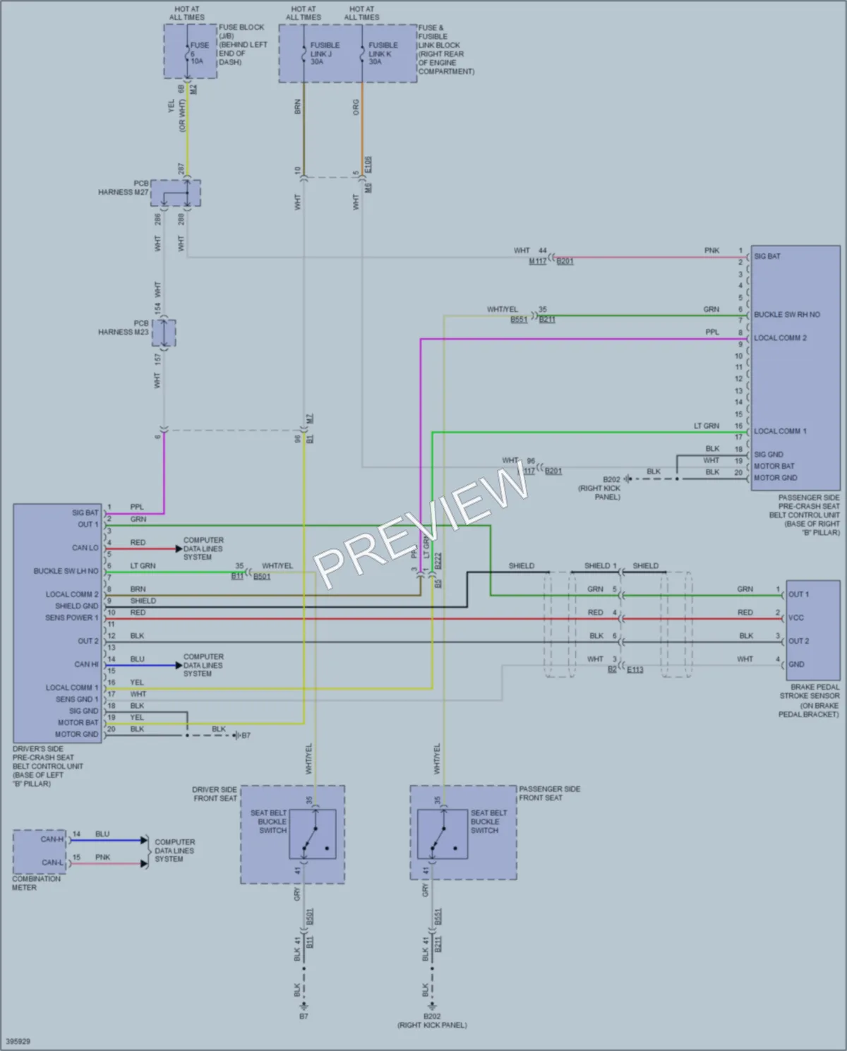 2014 Infiniti Q70Hybrid Passive Restraints wiring diagram preview