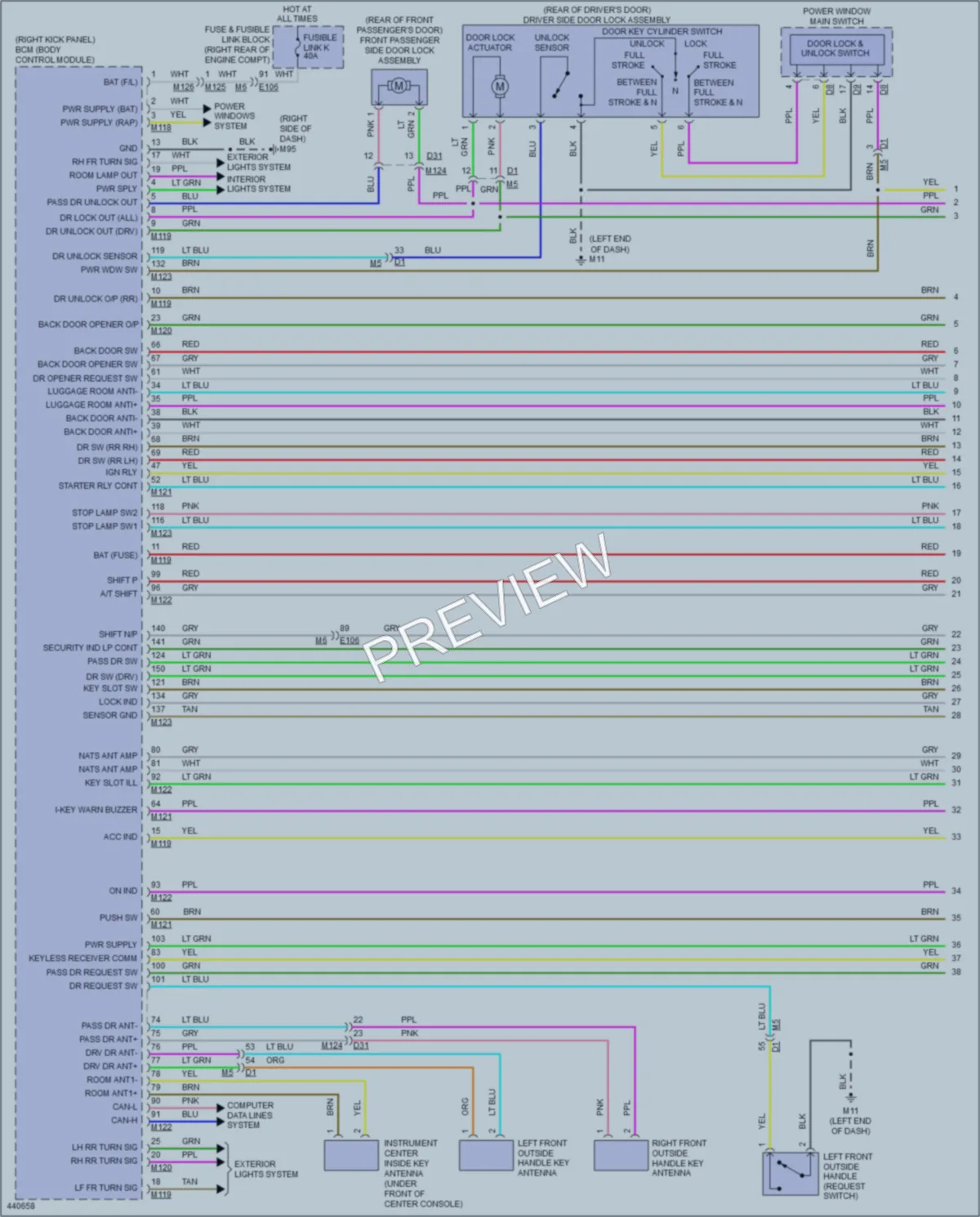 2014 Infiniti QX50 Power Door Locks wiring diagram preview