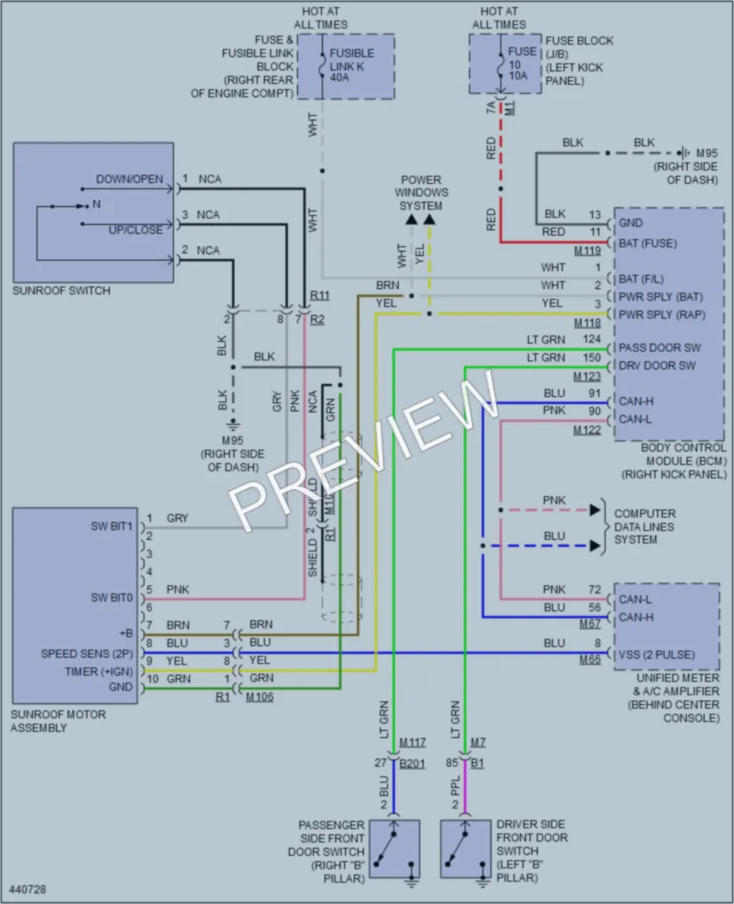 2014 Infiniti QX50 Power Top Sunroof wiring diagram preview