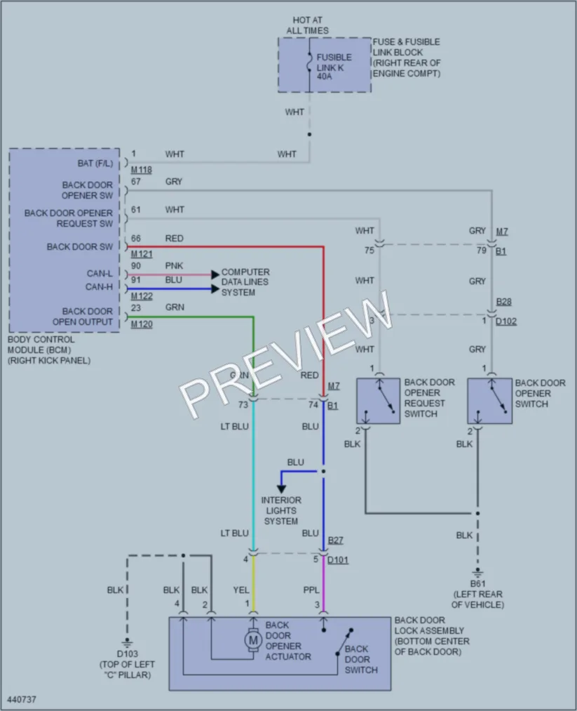 2014 Infiniti QX50 Trunk Tailgate Fuel Door wiring diagram preview
