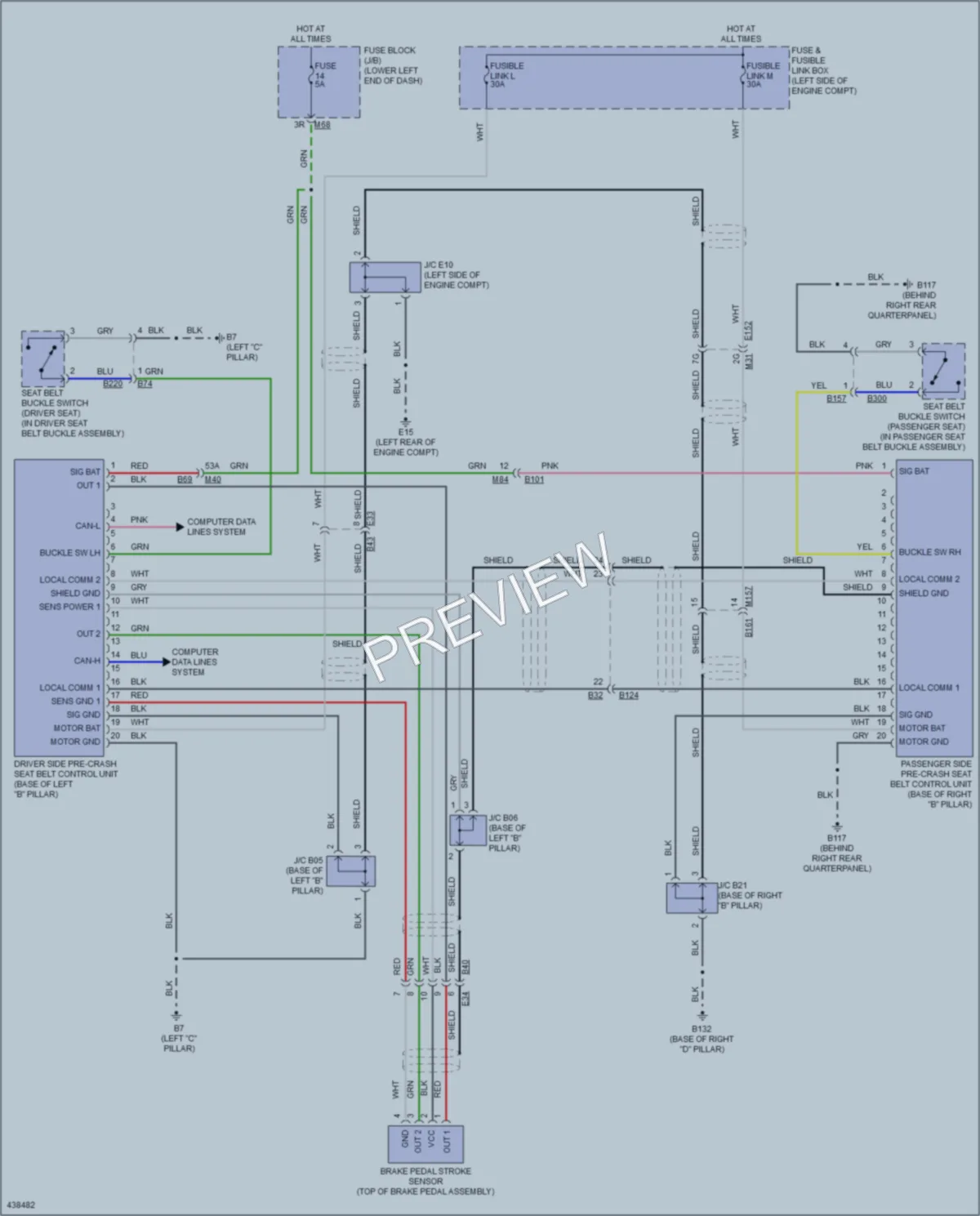 2014 Infiniti QX60 Passive Restraints wiring diagram preview