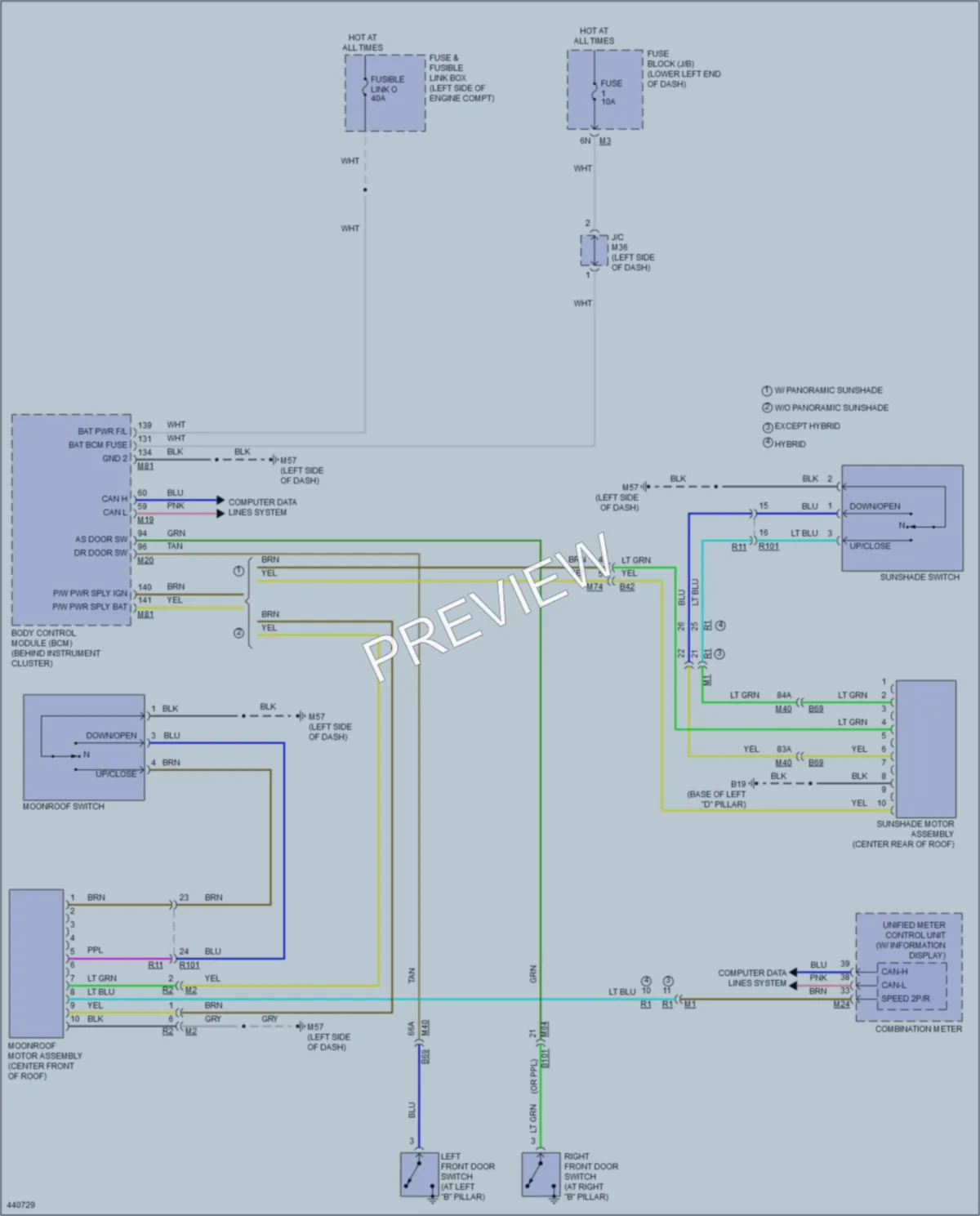 2014 Infiniti QX60 Power Top Sunroof wiring diagram preview