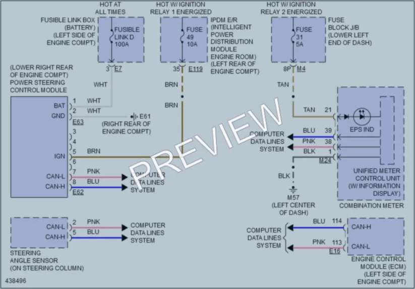 2014 Infiniti QX60Hybrid Electronic Power Steering wiring diagram preview