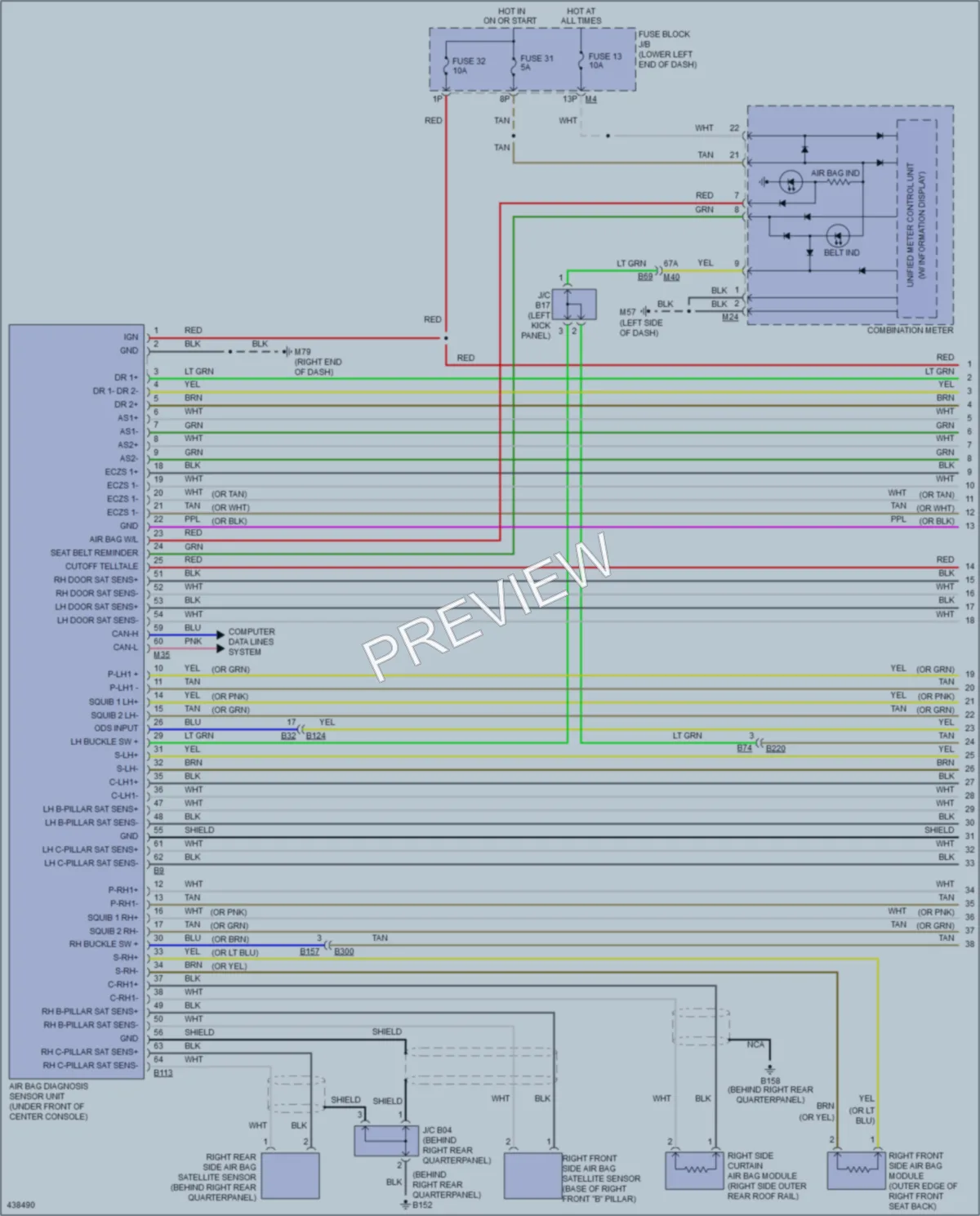 2014 Infiniti QX60Hybrid Supplemental Restraints wiring diagram preview