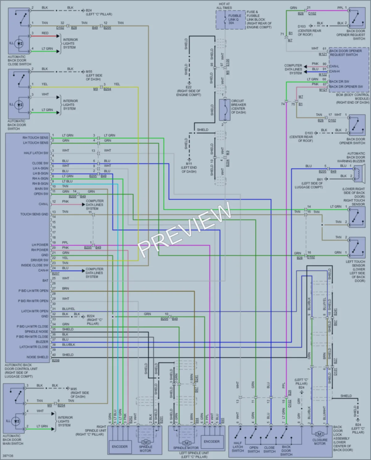 2014 Infiniti QX70 Trunk Tailgate Fuel Door wiring diagram preview