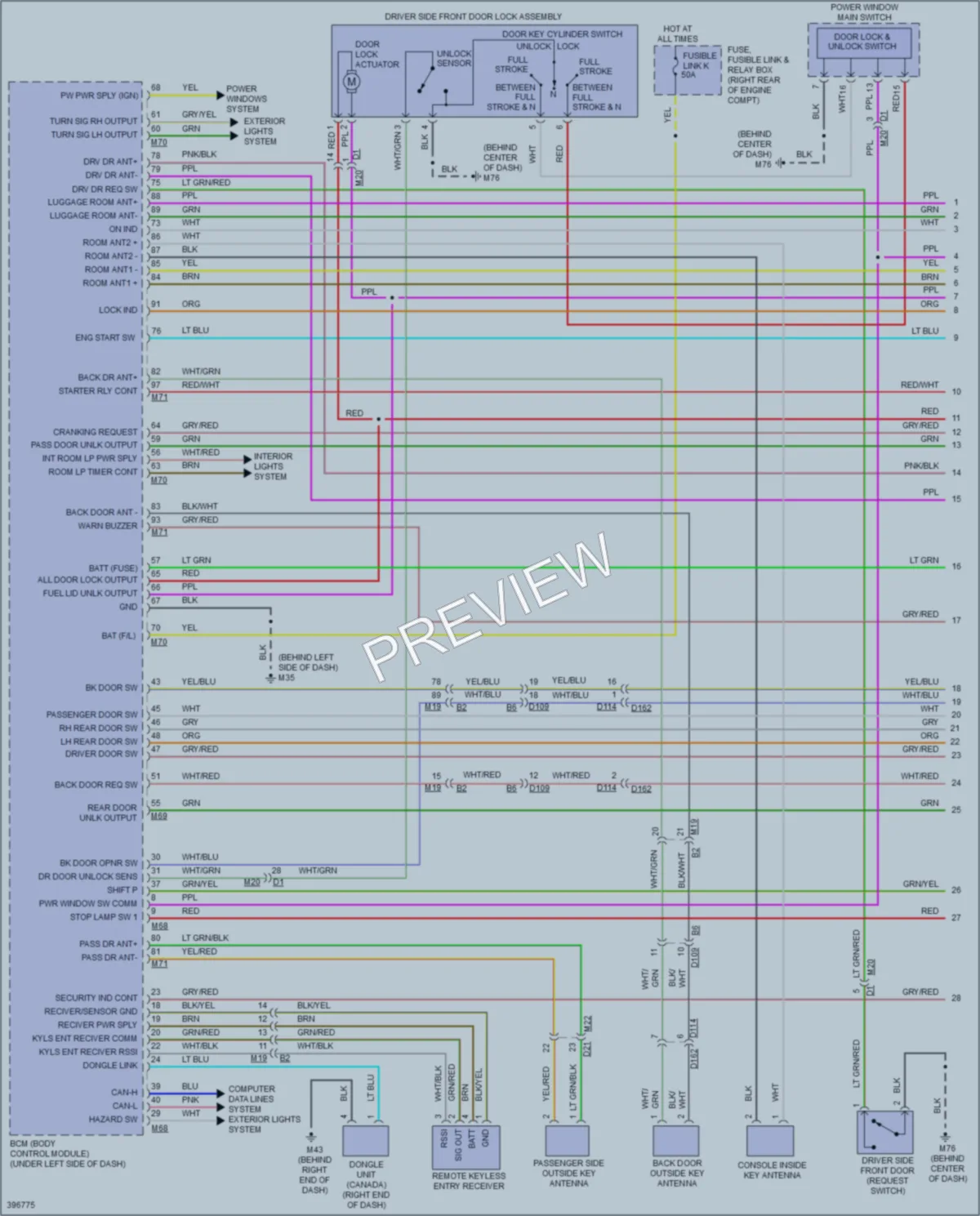 2014 Infiniti QX80 Power Door Locks wiring diagram preview