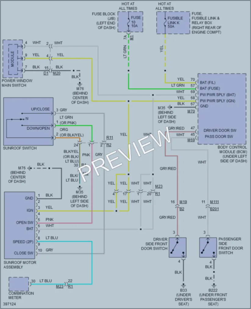 2014 Infiniti QX80 Power Top Sunroof wiring diagram preview