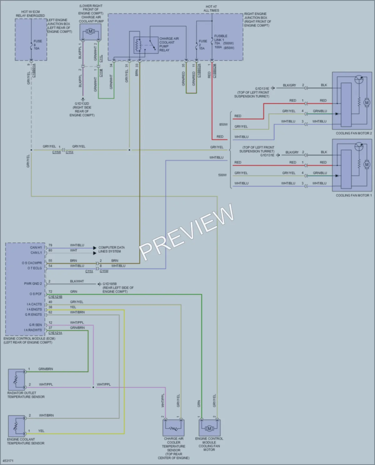 2014 Jaguar FType Cooling Fan wiring diagram preview