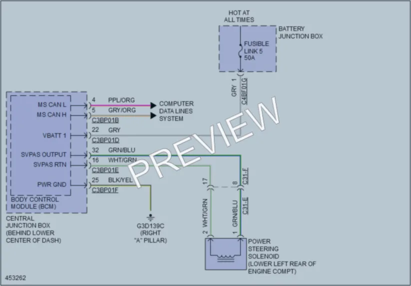 2014 Jaguar FType Electronic Power Steering wiring diagram preview