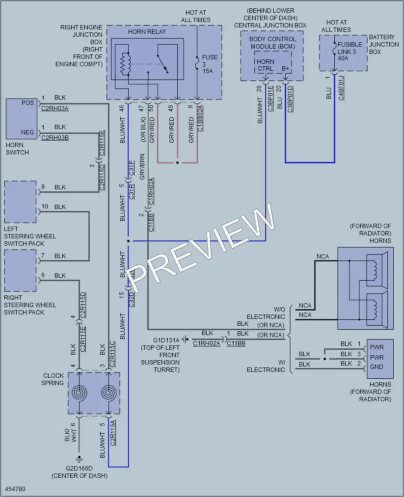 2014 Jaguar FType Horn wiring diagram preview