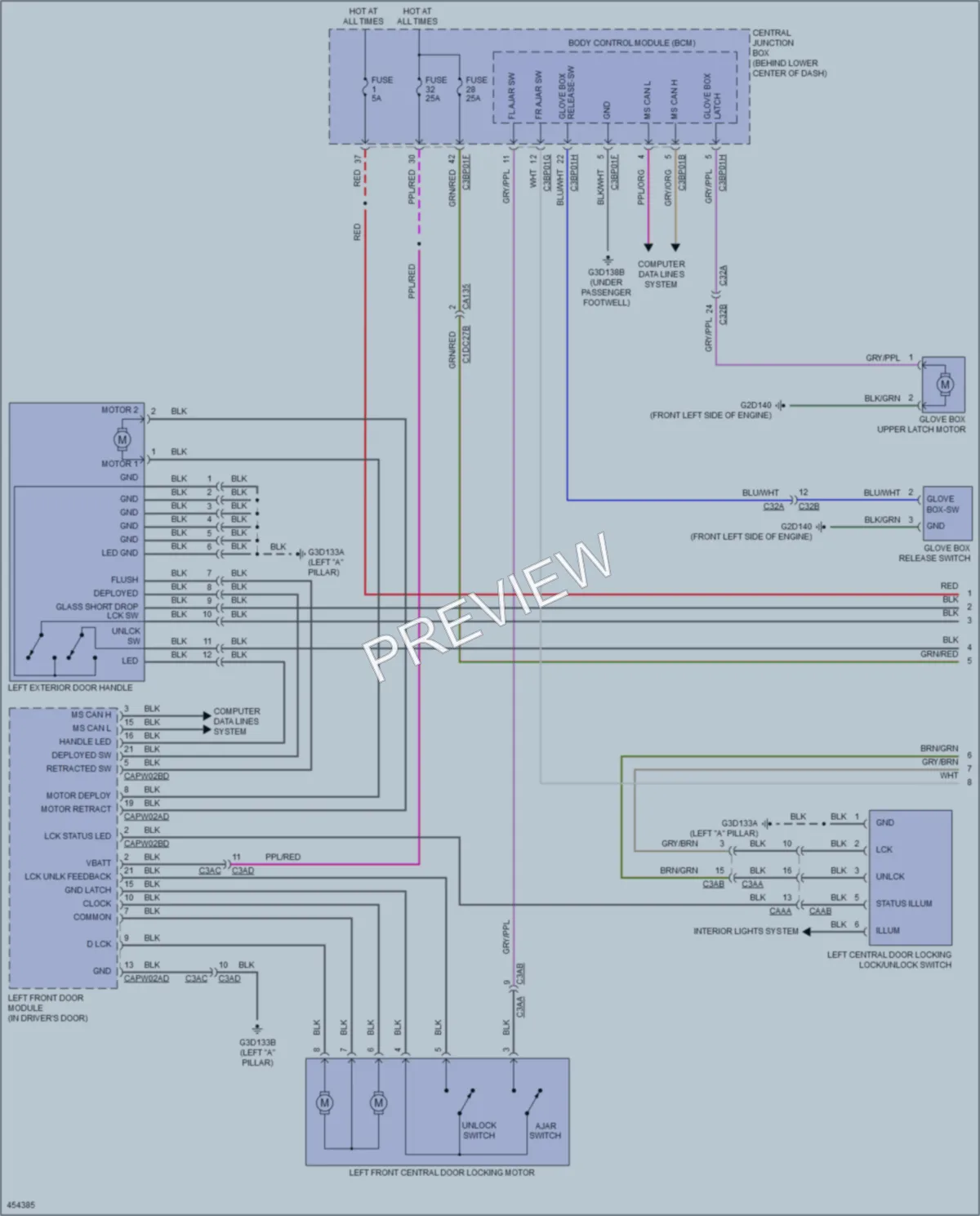 2014 Jaguar FType Power Door Locks wiring diagram preview