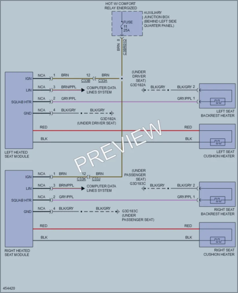 2014 Jaguar FType Power Seats wiring diagram preview