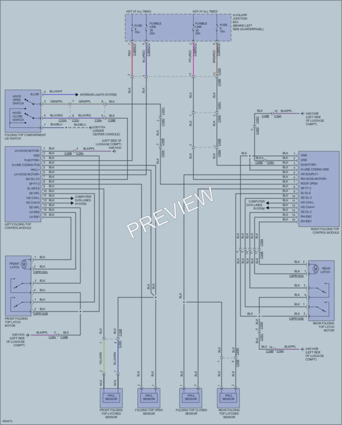 2014 Jaguar FType Power Top Sunroof wiring diagram preview