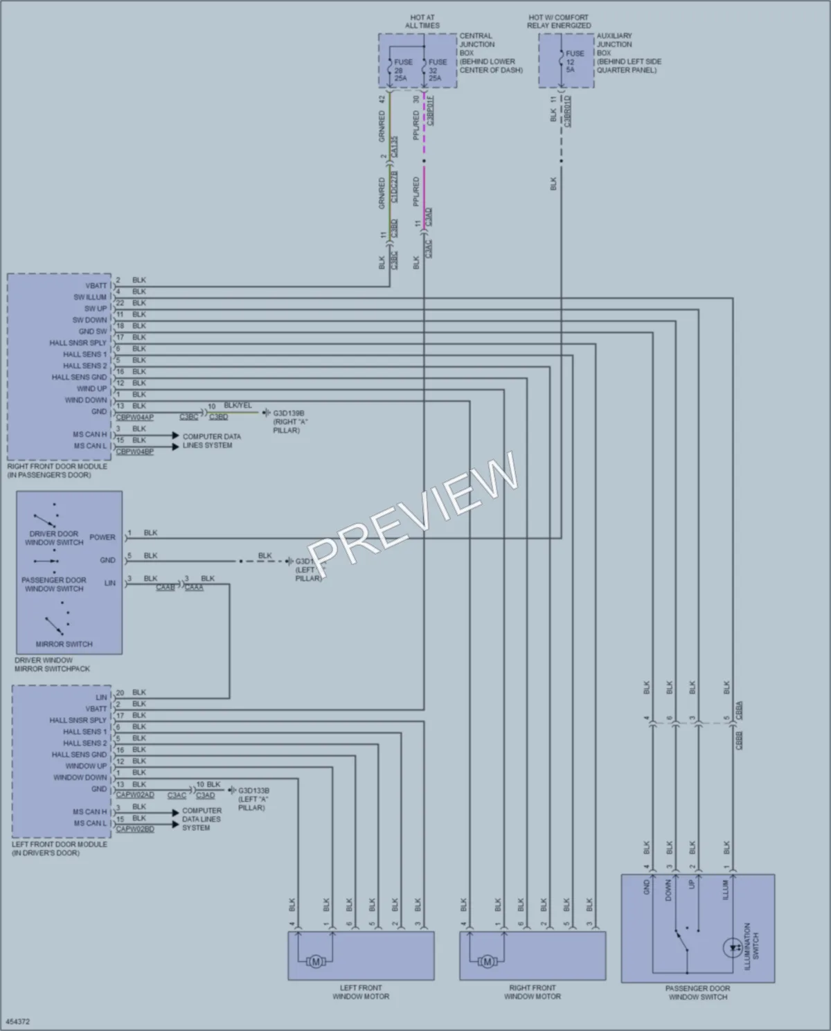 2014 Jaguar FType Power Windows wiring diagram preview