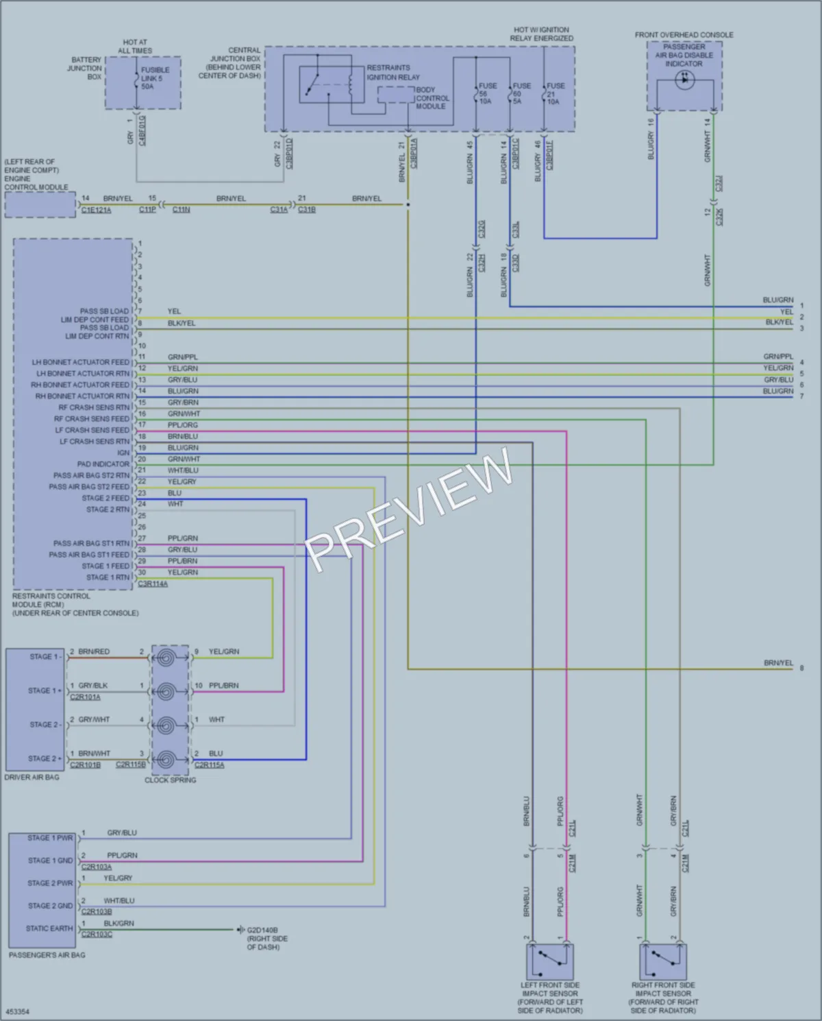 2014 Jaguar FType Supplemental Restraints wiring diagram preview