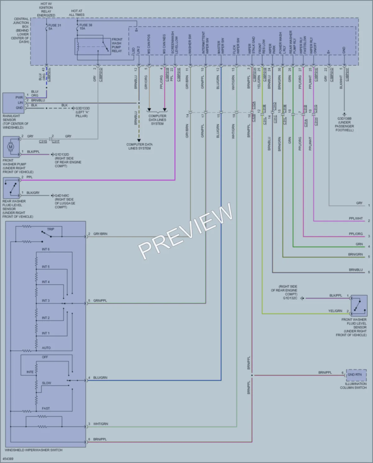 2014 Jaguar FType Wiper Washer wiring diagram preview
