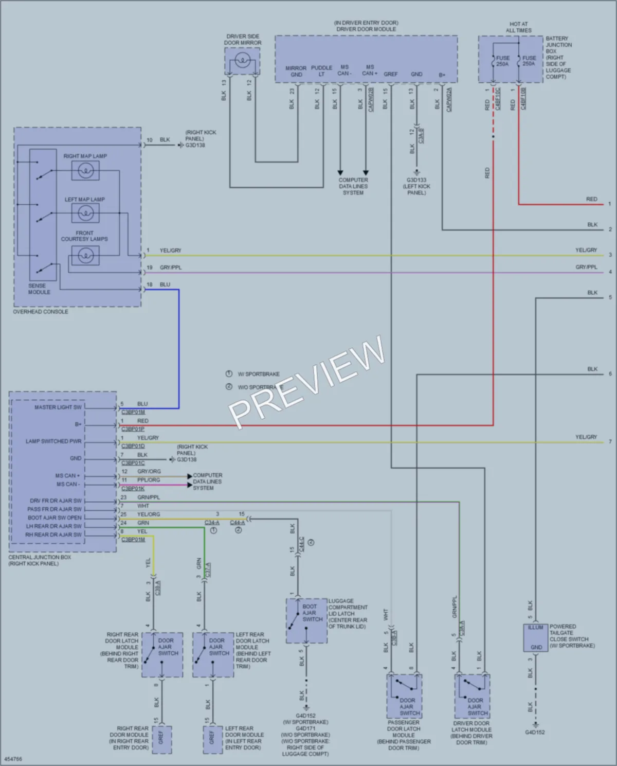 2014 Jaguar XF Interior Lights wiring diagram preview