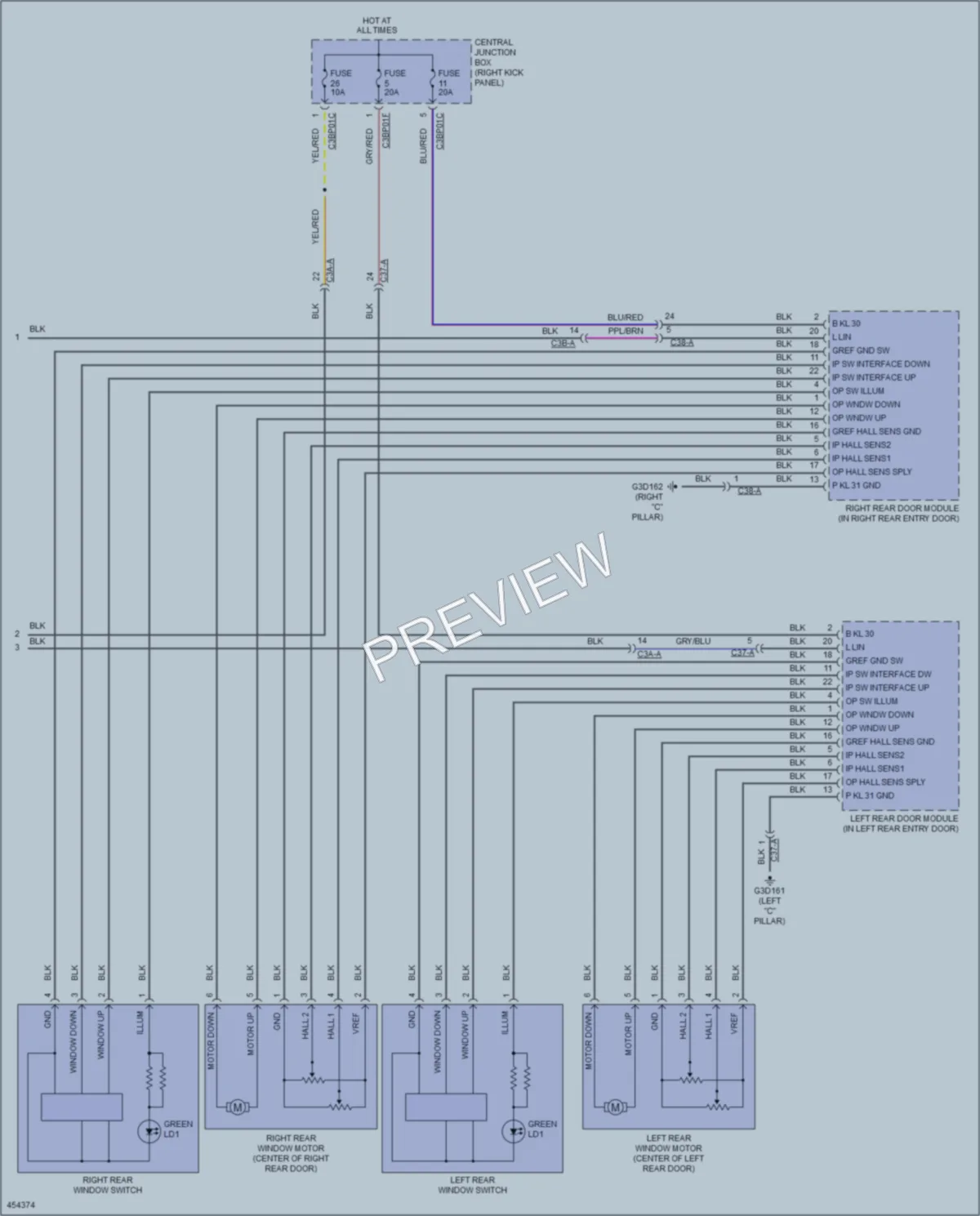 2014 Jaguar XF Power Windows wiring diagram preview