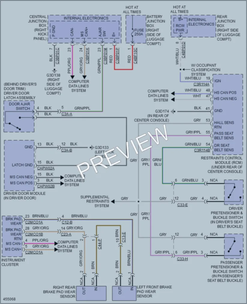 2014 Jaguar XF Warning Systems wiring diagram preview