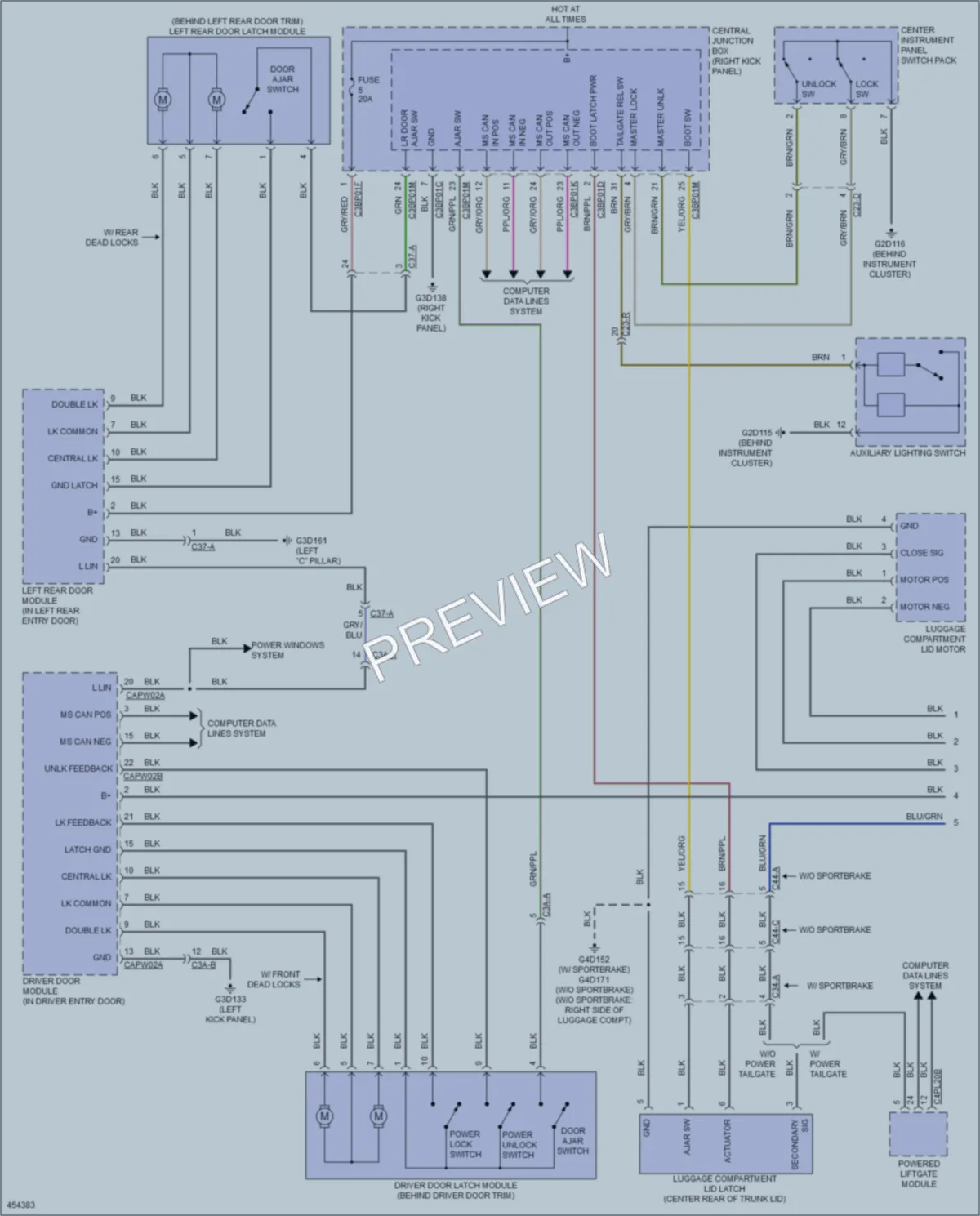 2014 Jaguar XFR Power Door Locks wiring diagram preview