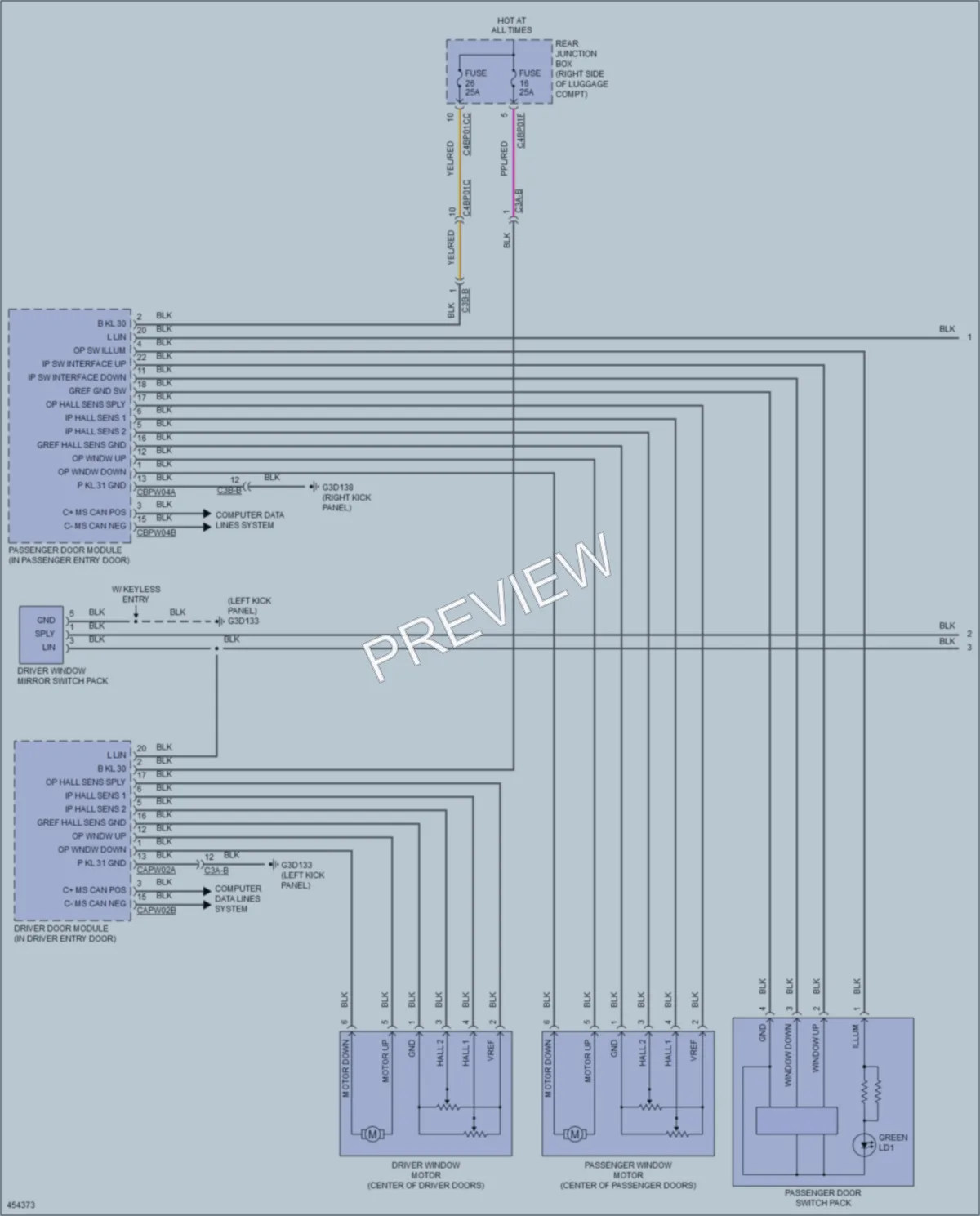 2014 Jaguar XFR Power Windows wiring diagram preview