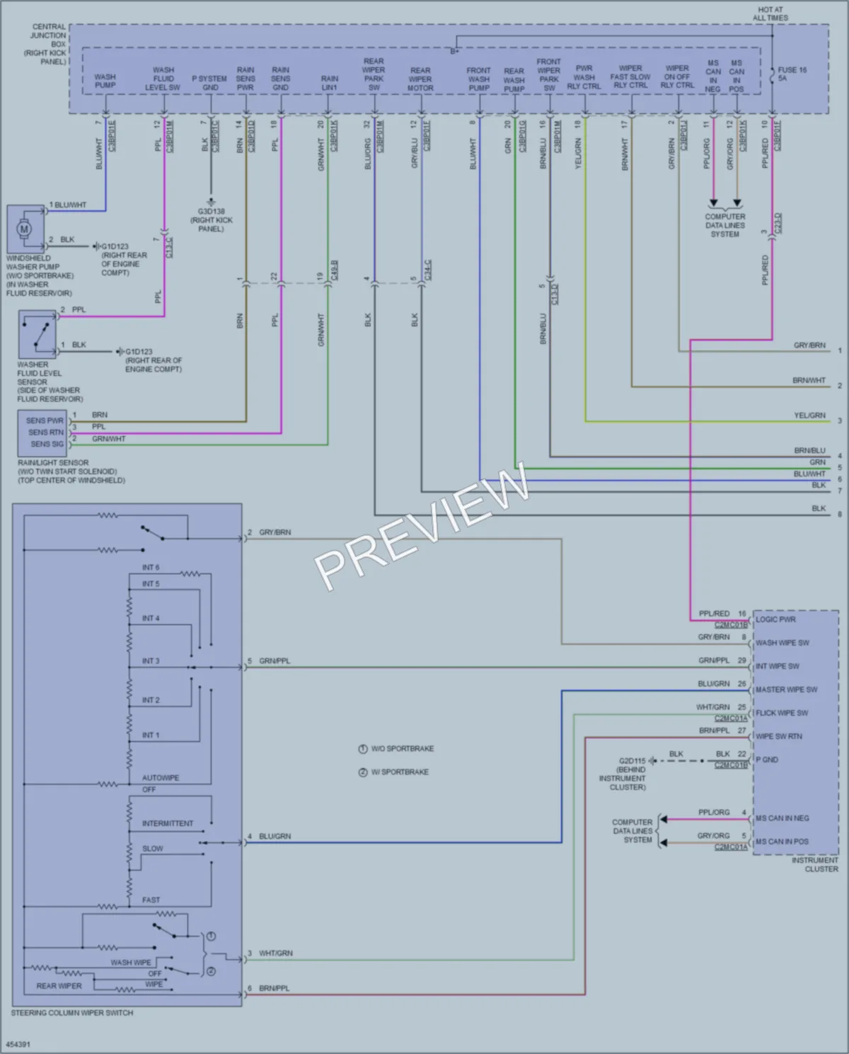 2014 Jaguar XFR Wiper Washer wiring diagram preview