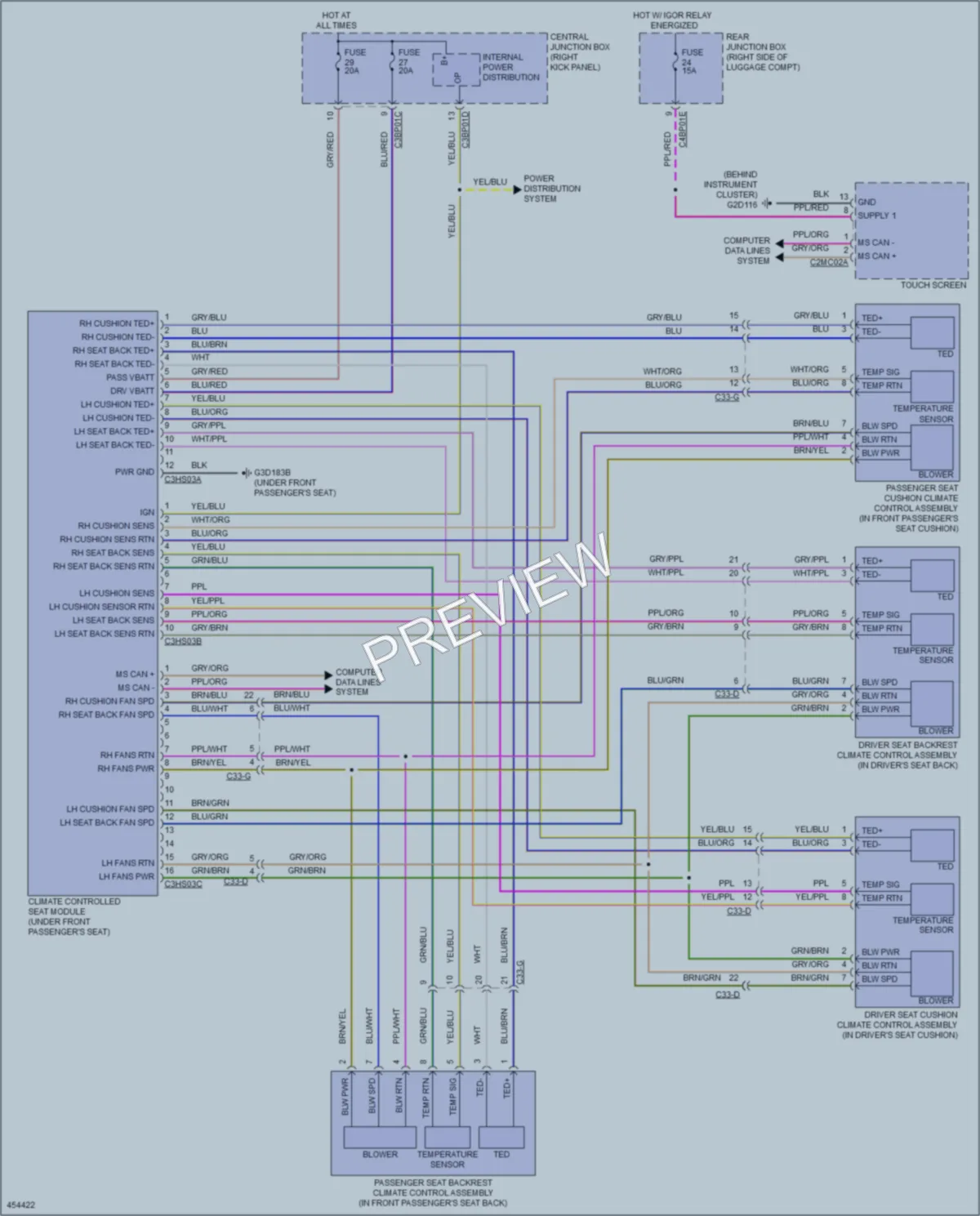 2014 Jaguar XFRS Power Seats wiring diagram preview